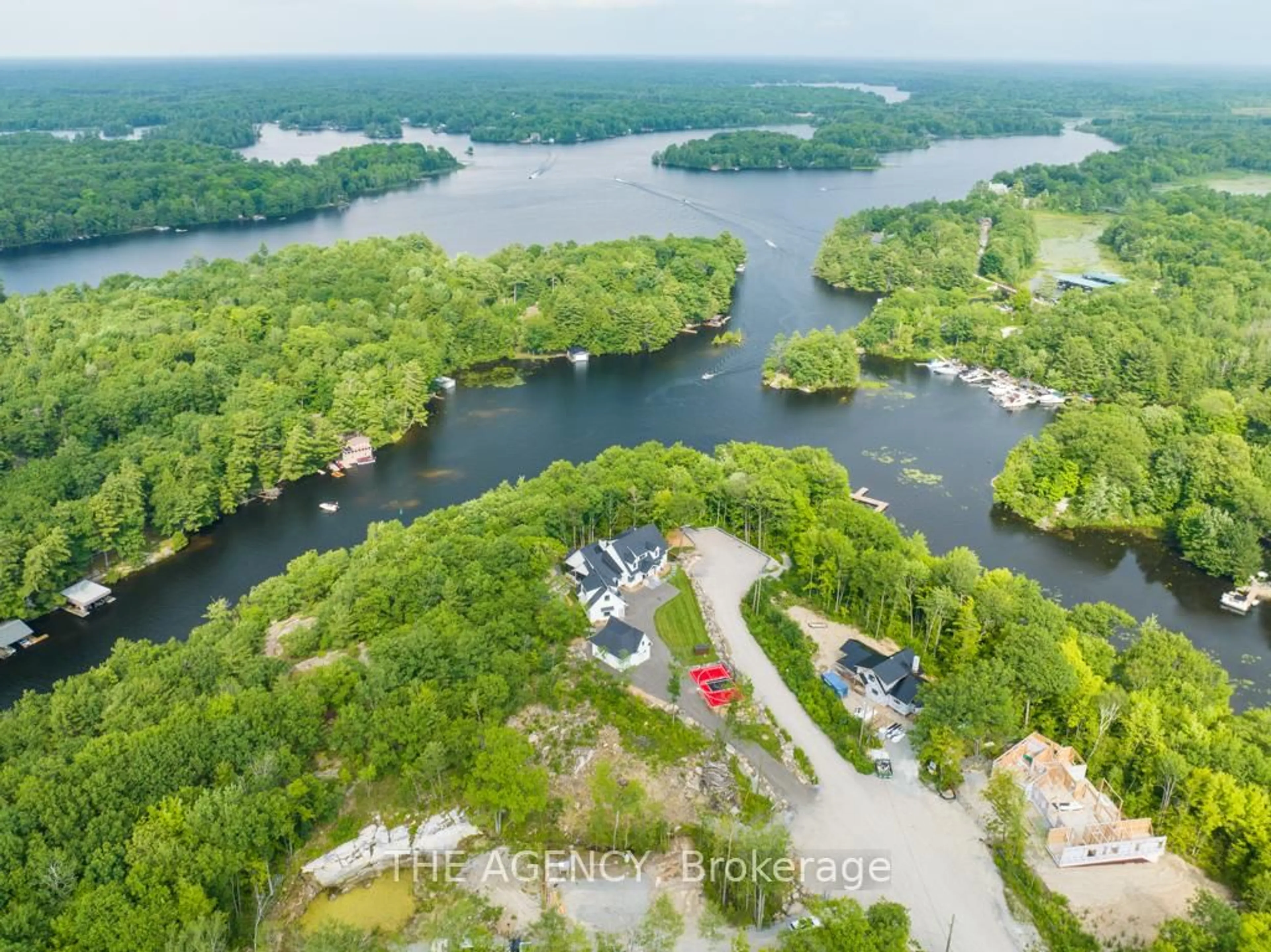 A pic from outside/outdoor area/front of a property/back of a property/a pic from drone, water/lake/river/ocean view for 3524 Isla Way, Severn Ontario L0K 1S0