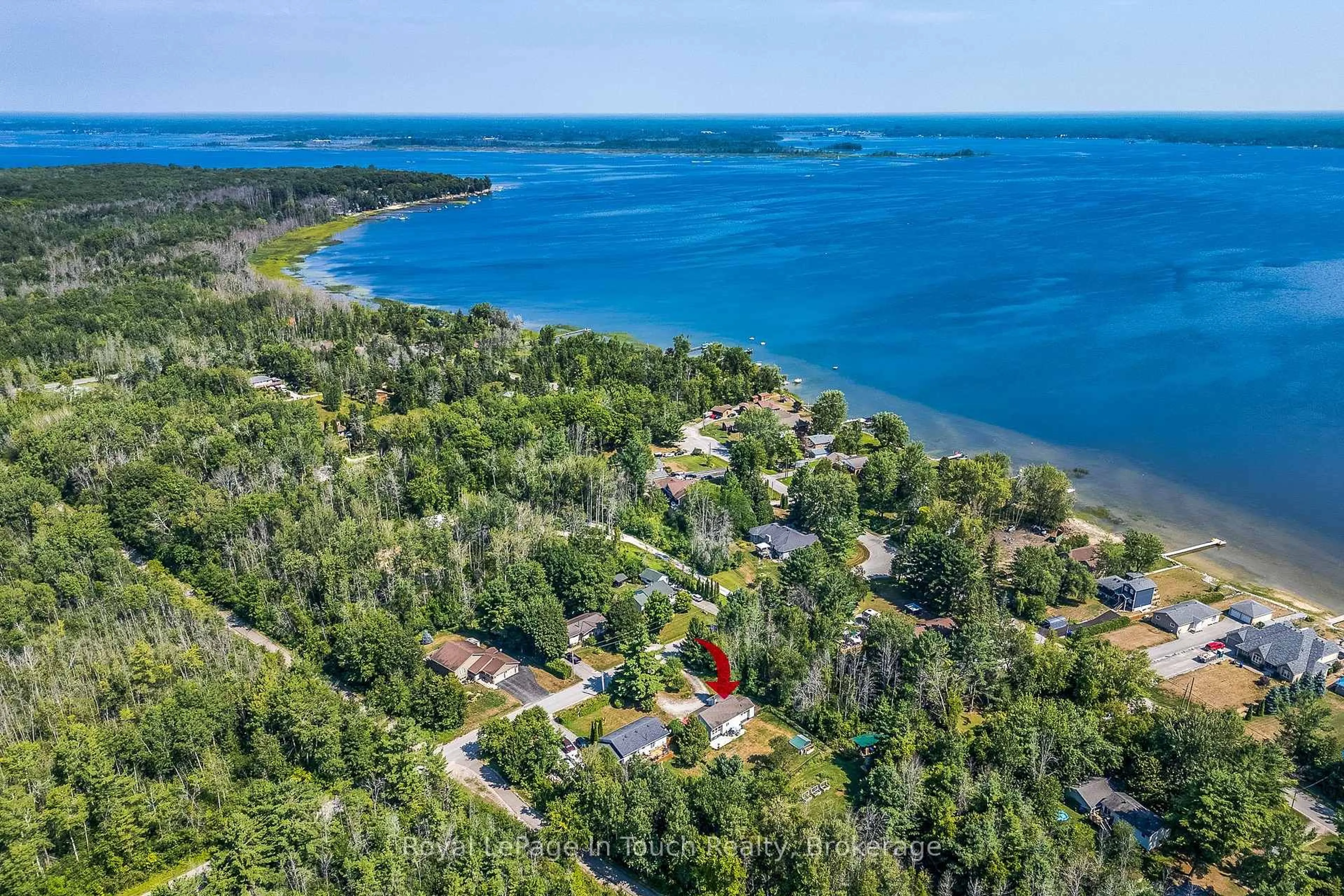 A pic from outside/outdoor area/front of a property/back of a property/a pic from drone, water/lake/river/ocean view for 9 Davis Dr, Tay Ontario L0K 2A0