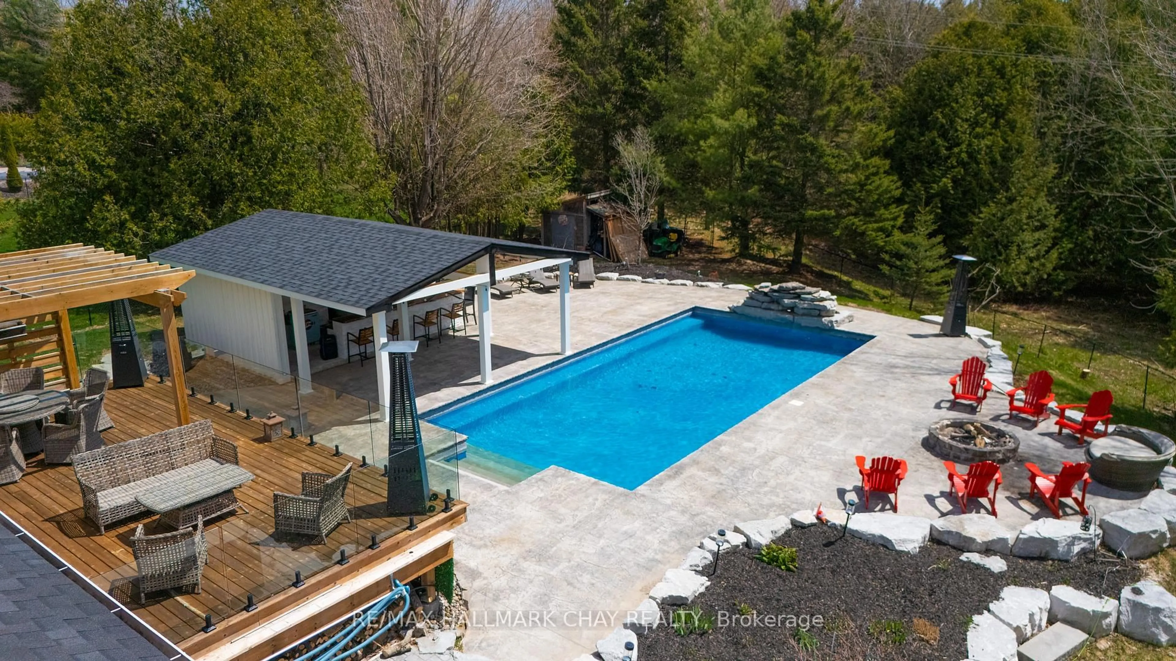 A pic from outside/outdoor area/front of a property/back of a property/a pic from drone, water/lake/river/ocean view for 7 Jodies Lane, Springwater Ontario L0L 1X1