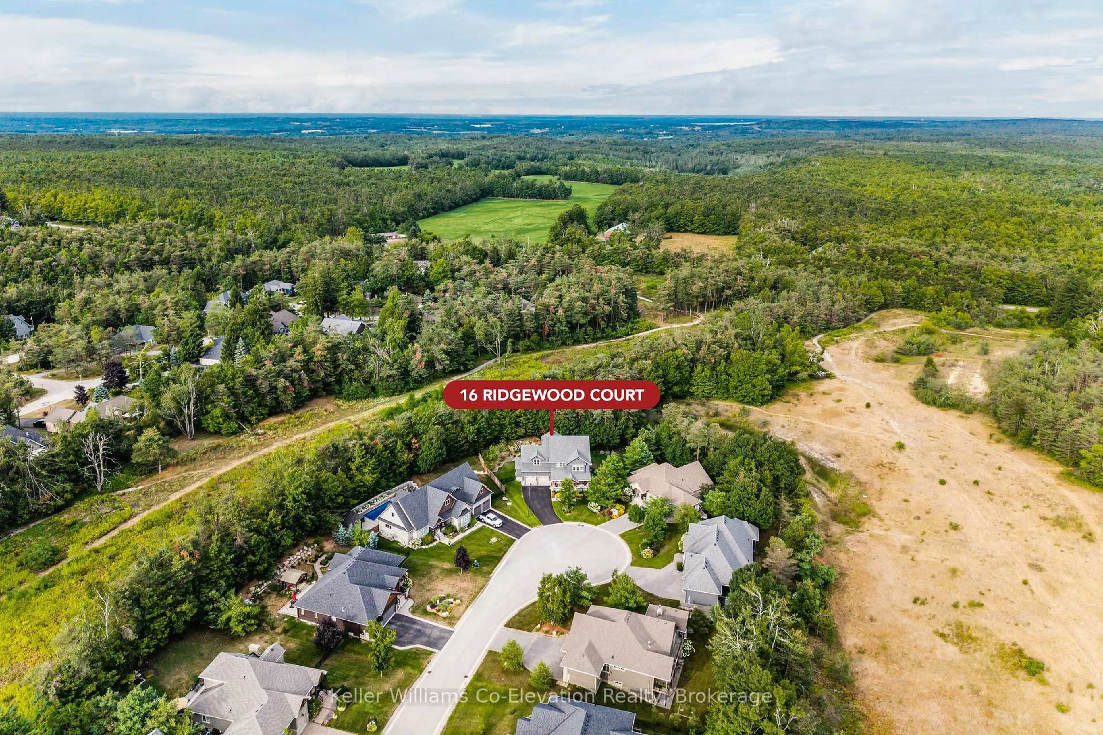 A pic from outside/outdoor area/front of a property/back of a property/a pic from drone, unknown for 16 Ridgewood Crt, Oro-Medonte Ontario L0L 2L0