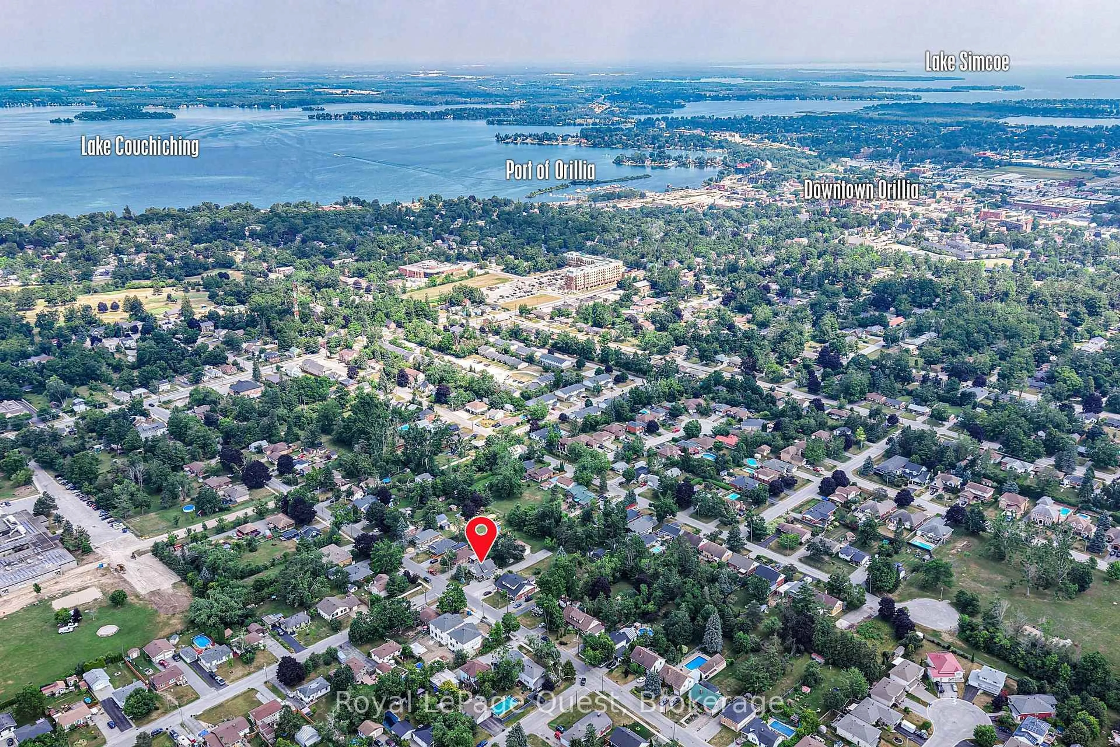A pic from outside/outdoor area/front of a property/back of a property/a pic from drone, water/lake/river/ocean view for 43 Calverley St, Orillia Ontario L3V 3T3