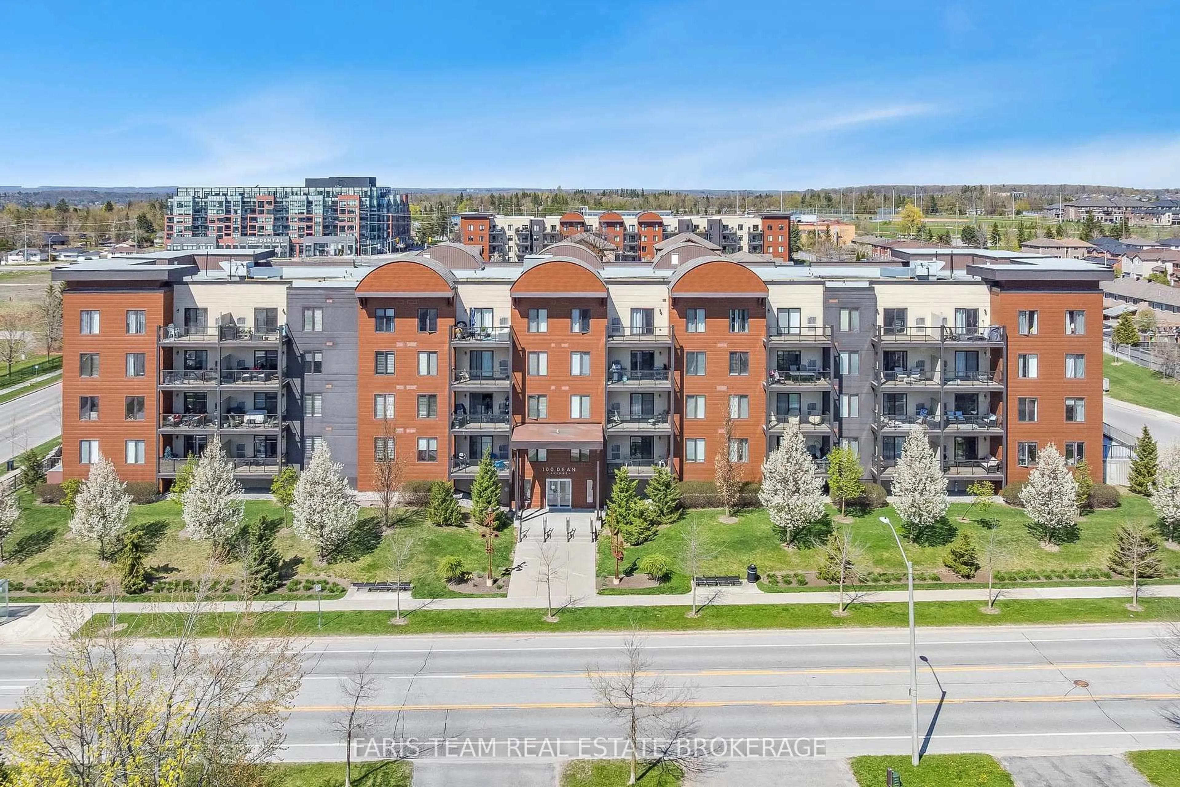 A pic from outside/outdoor area/front of a property/back of a property/a pic from drone, city buildings view from balcony for 100 Dean Ave #211, Barrie Ontario L4N 0V4