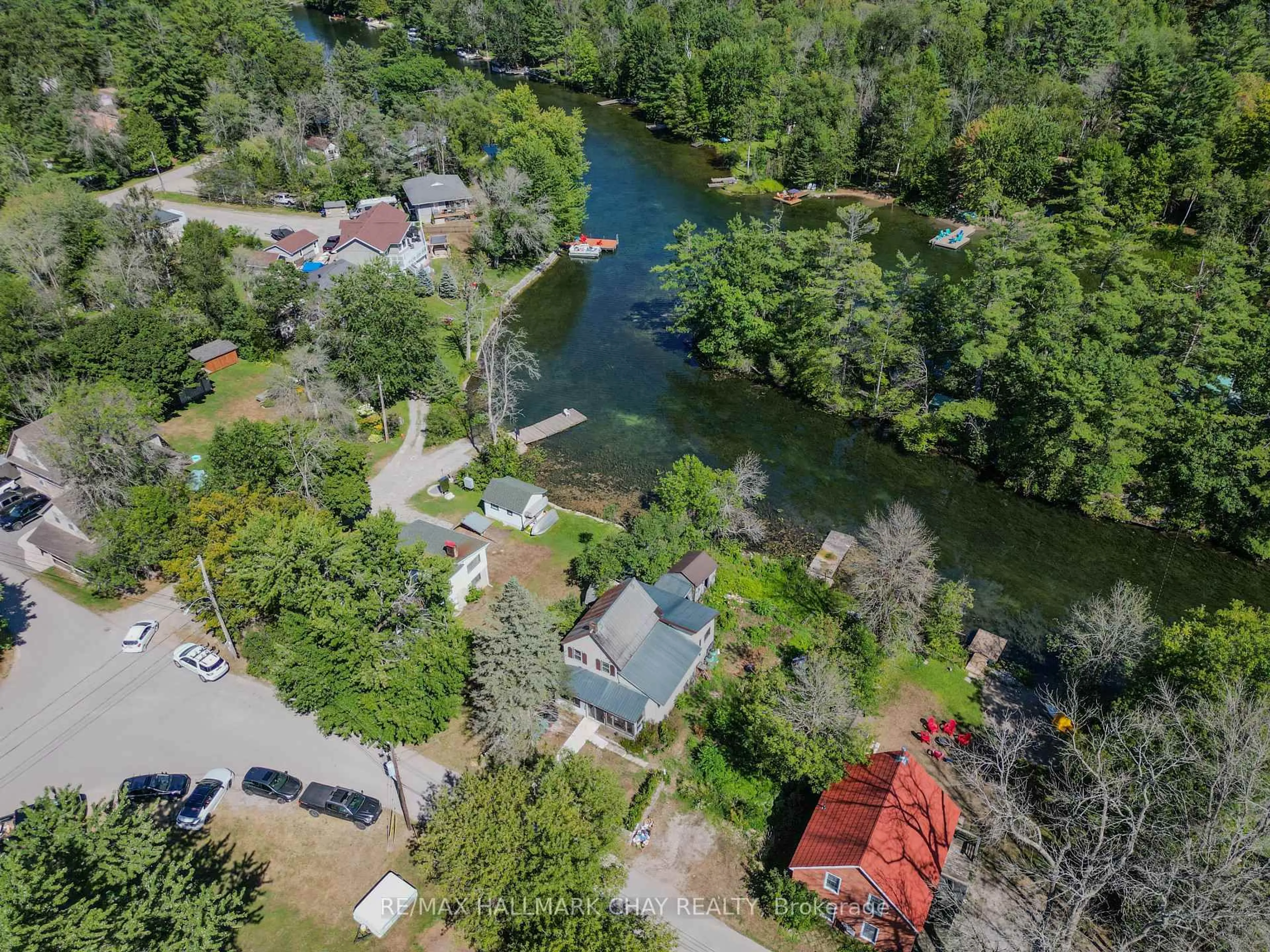 A pic from outside/outdoor area/front of a property/back of a property/a pic from drone, water/lake/river/ocean view for 4363 Hepinstall Landing, Severn Ontario L0K 2B0