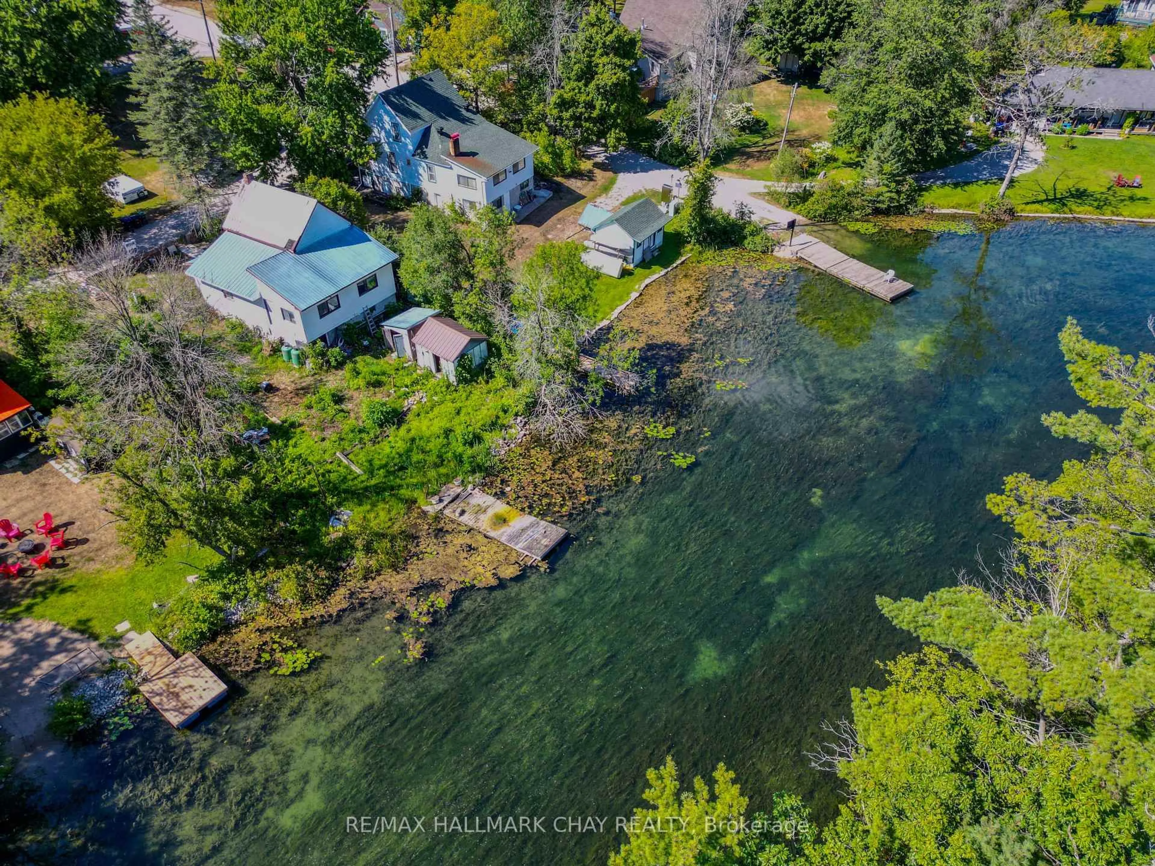 A pic from outside/outdoor area/front of a property/back of a property/a pic from drone, water/lake/river/ocean view for 4363 Hepinstall Landing, Severn Ontario L0K 2B0