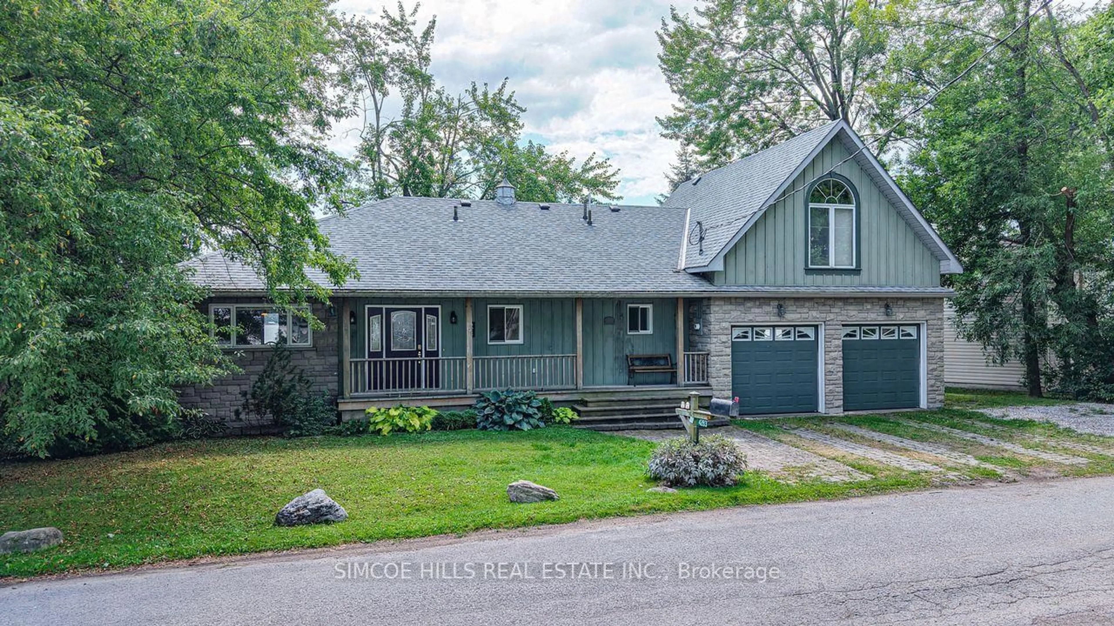 Home with vinyl exterior material, street for 4283 Plum Point Rd, Ramara Ontario L3V 0L4