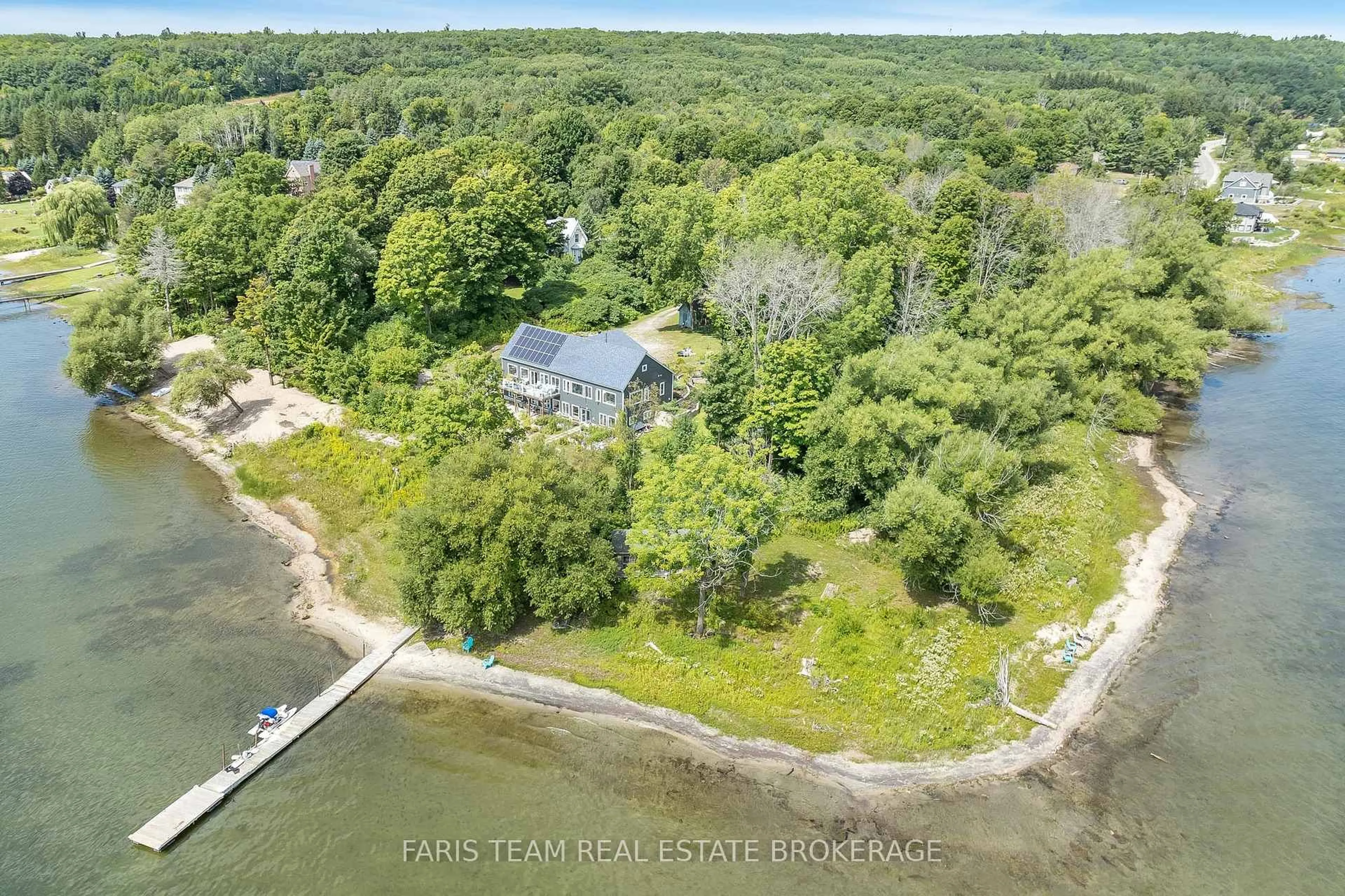 A pic from outside/outdoor area/front of a property/back of a property/a pic from drone, water/lake/river/ocean view for 243 Champlain Rd, Penetanguishene Ontario L9M 1S2