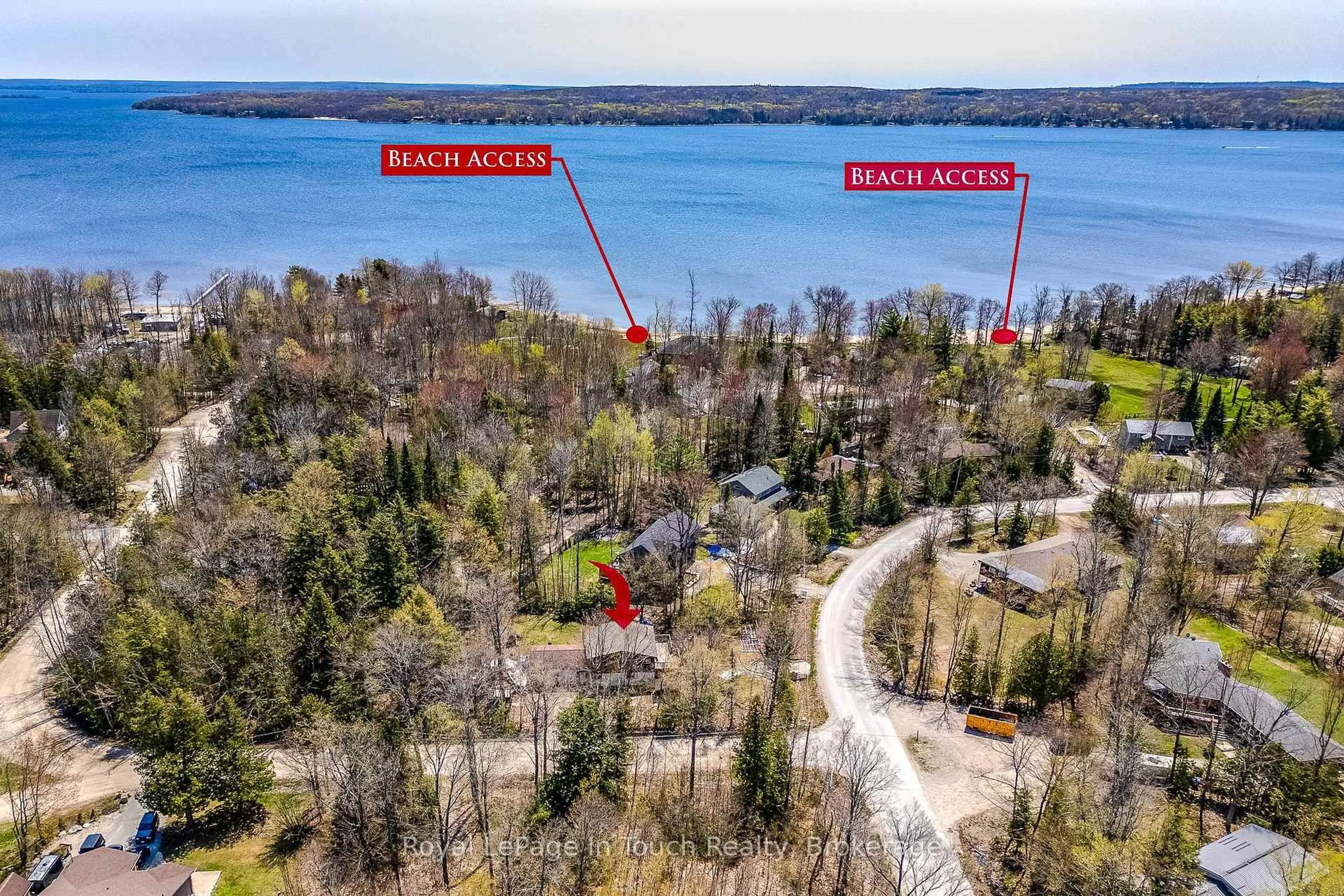 A pic from outside/outdoor area/front of a property/back of a property/a pic from drone, water/lake/river/ocean view for 9 Joliet Cres, Tiny Ontario L9M 0G3