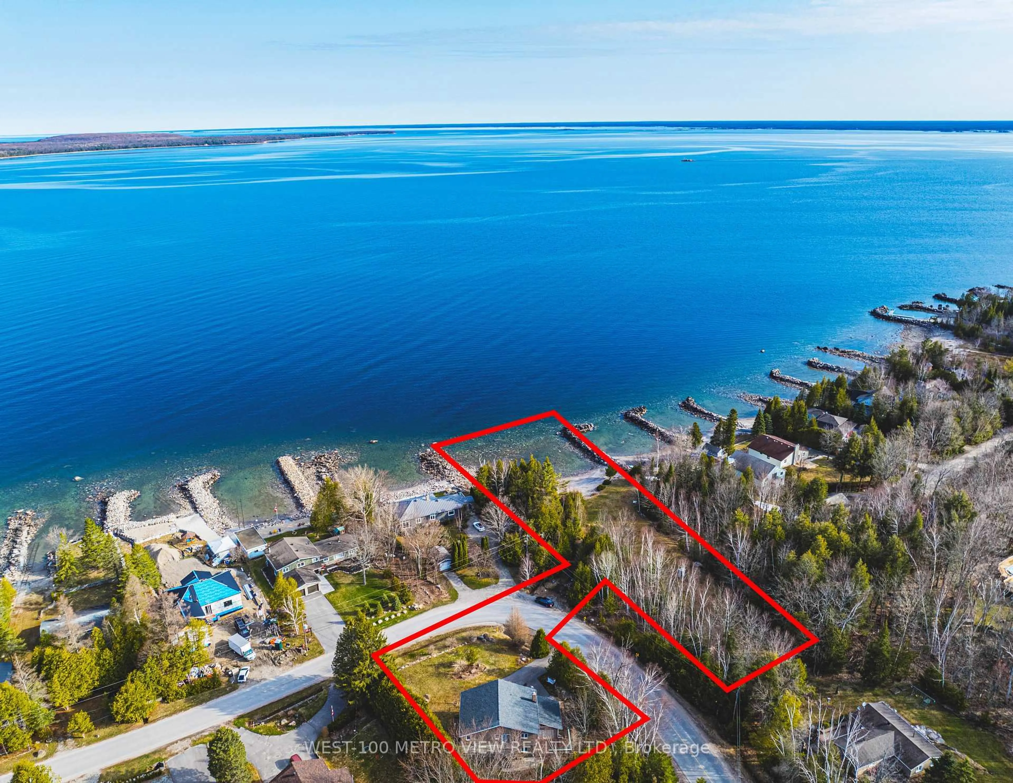A pic from outside/outdoor area/front of a property/back of a property/a pic from drone, water/lake/river/ocean view for 2476 Champlain Rd, Tiny Ontario L9M 0C3