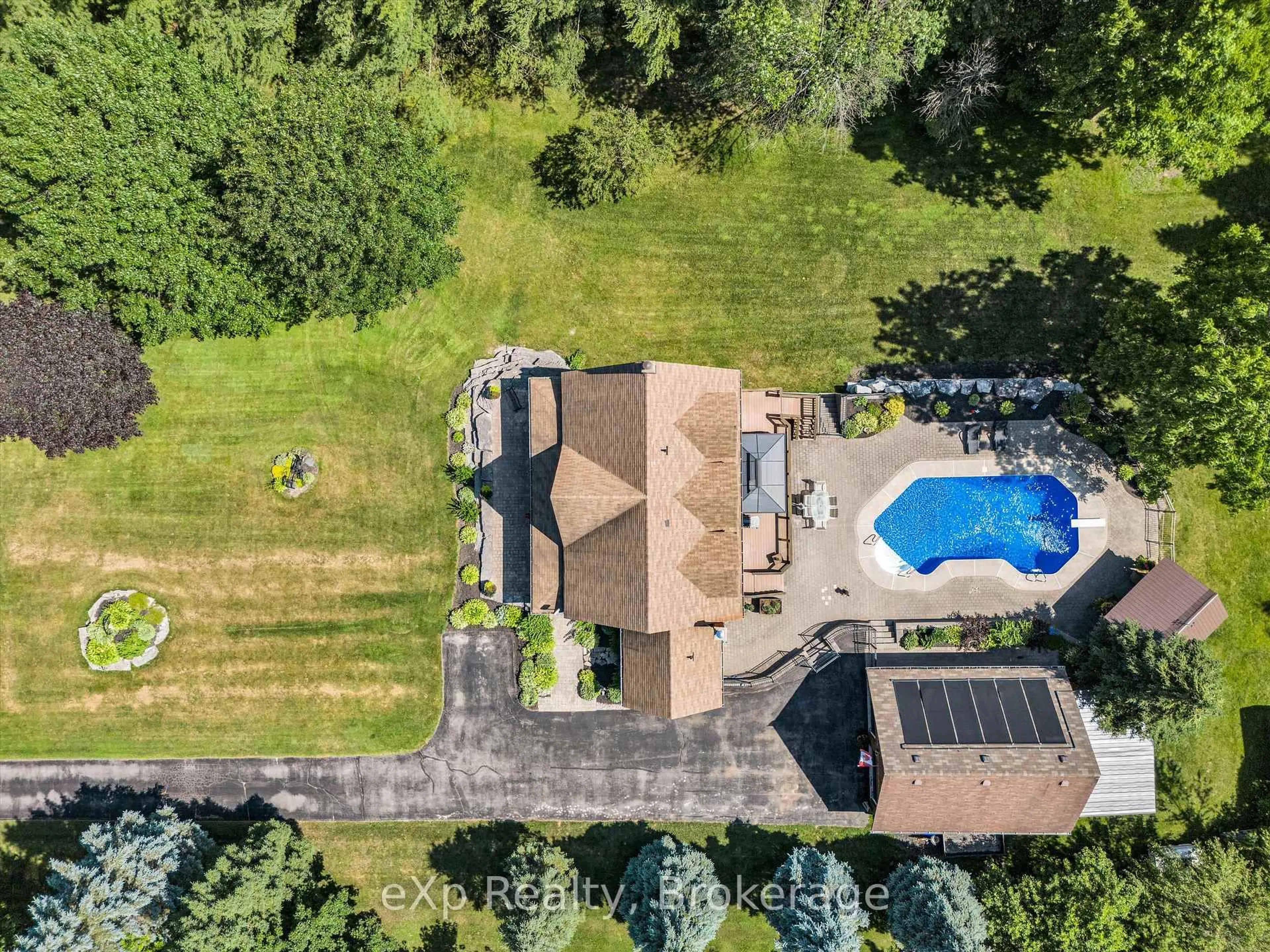 A pic from outside/outdoor area/front of a property/back of a property/a pic from drone, water/lake/river/ocean view for 358 1 Line, Oro-Medonte Ontario L0L 2L0