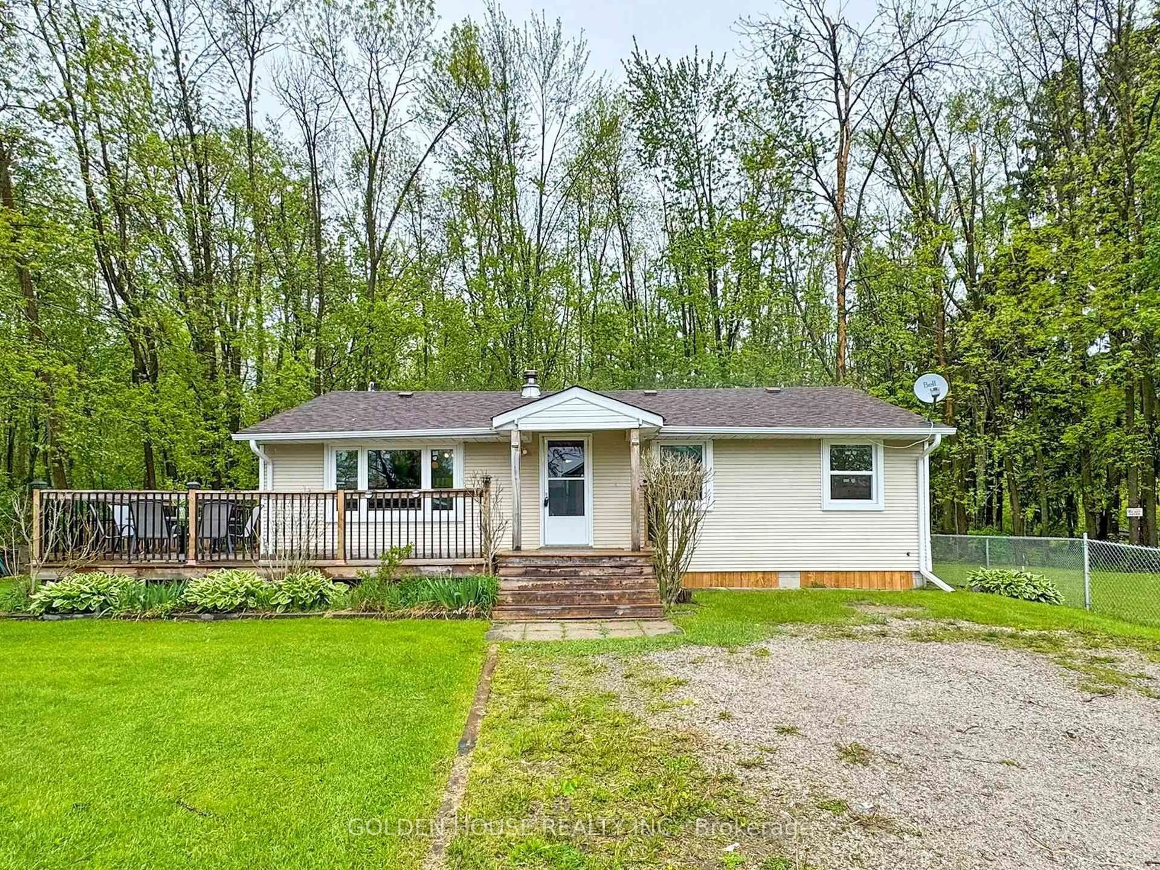 Home with vinyl exterior material, street for 3845 Glenrest Dr, Ramara Ontario L0K 1B0