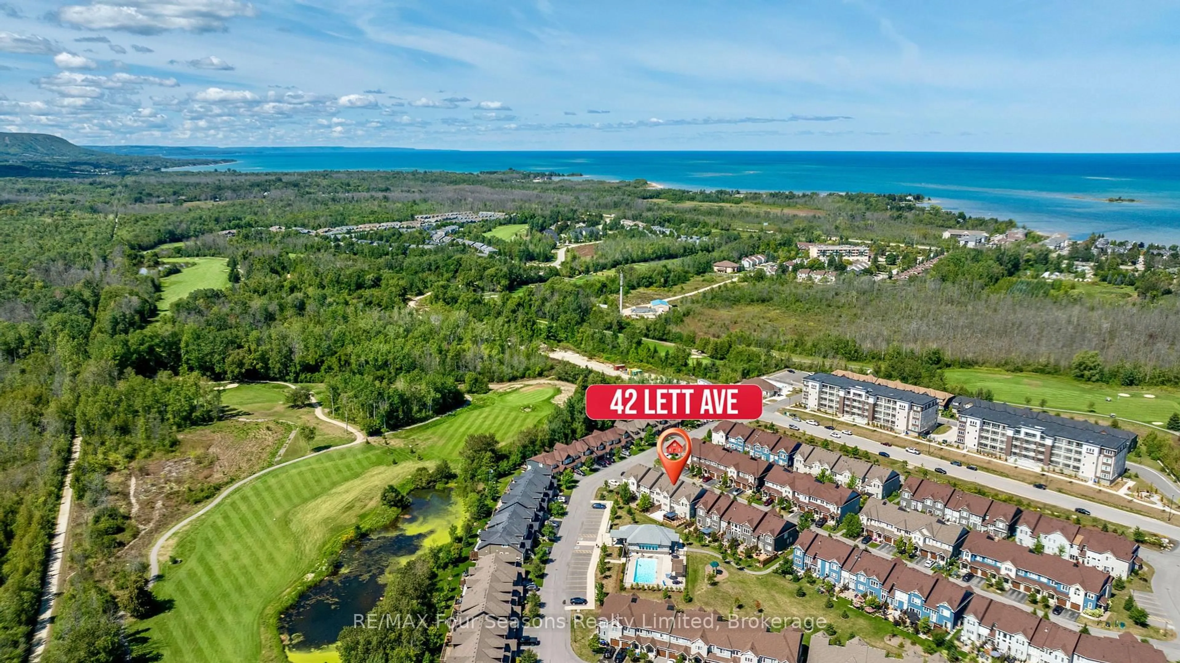 A pic from outside/outdoor area/front of a property/back of a property/a pic from drone, water/lake/river/ocean view for 42 Lett Ave, Collingwood Ontario L9Y 0X5