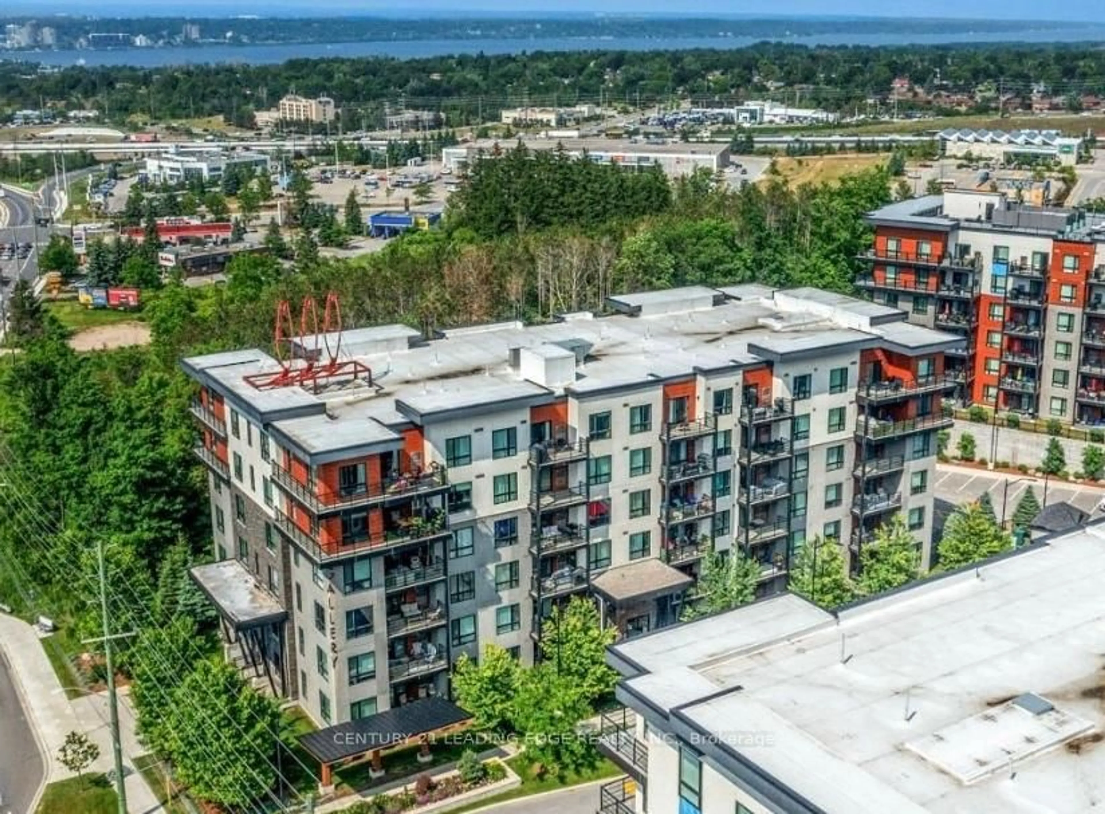 A pic from outside/outdoor area/front of a property/back of a property/a pic from drone, city buildings view from balcony for 300 ESSA RD #209, Barrie Ontario L9J 0B9