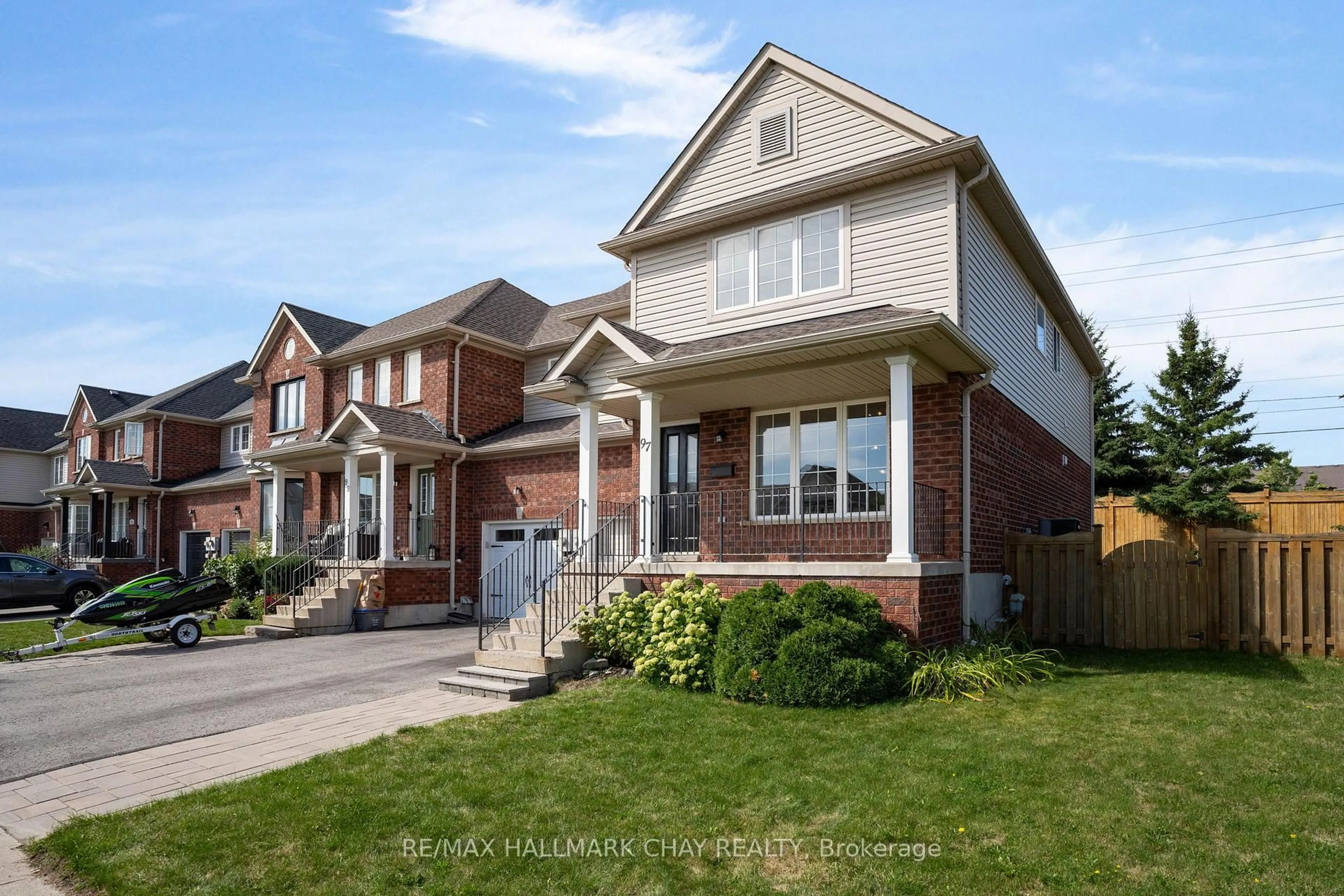 Home with brick exterior material, street for 97 Bentley Cres, Barrie Ontario L4N 0Z1