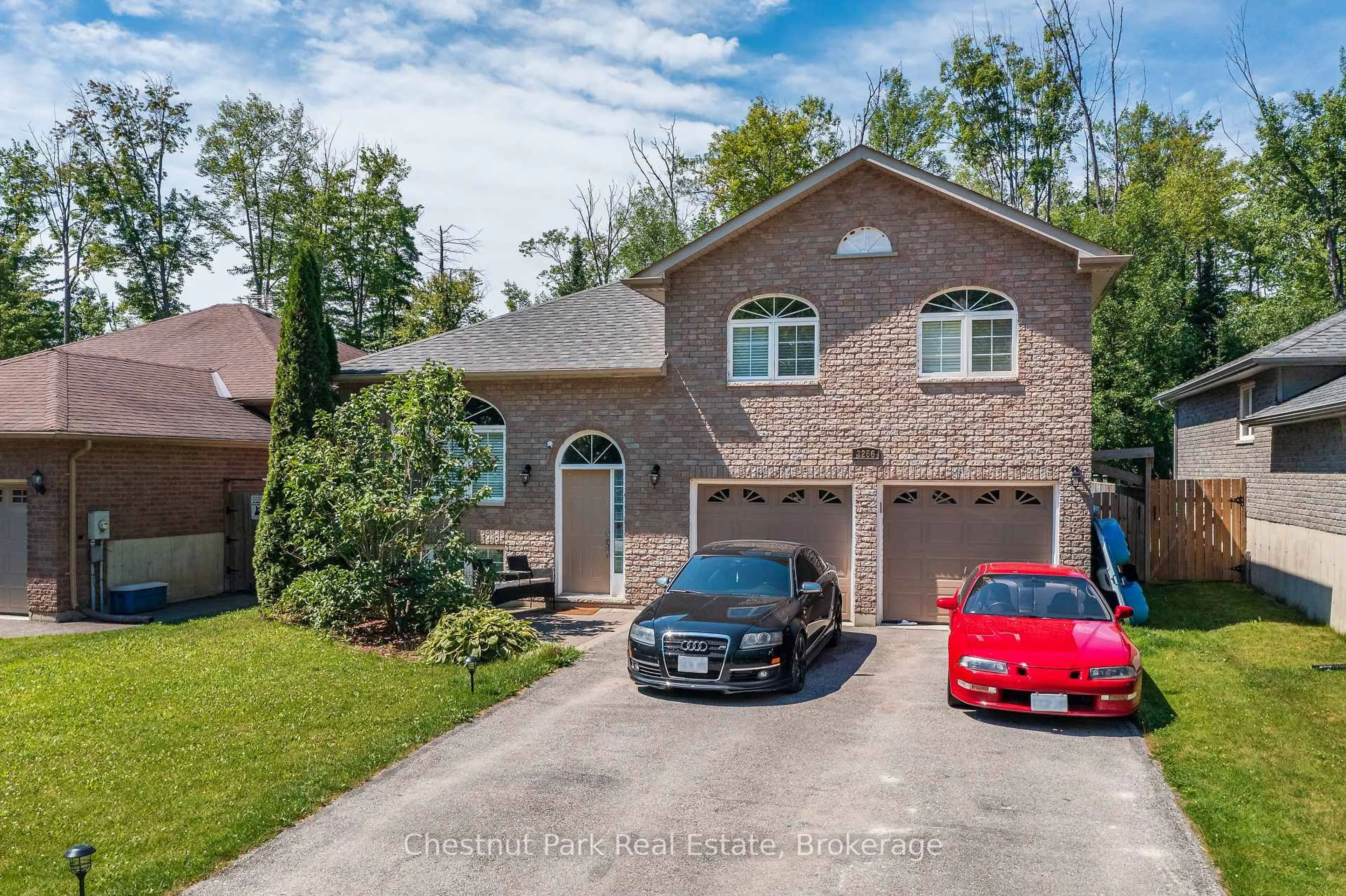 Home with brick exterior material, street for 3256 Goldstein Rd, Severn Ontario L0K 2B0