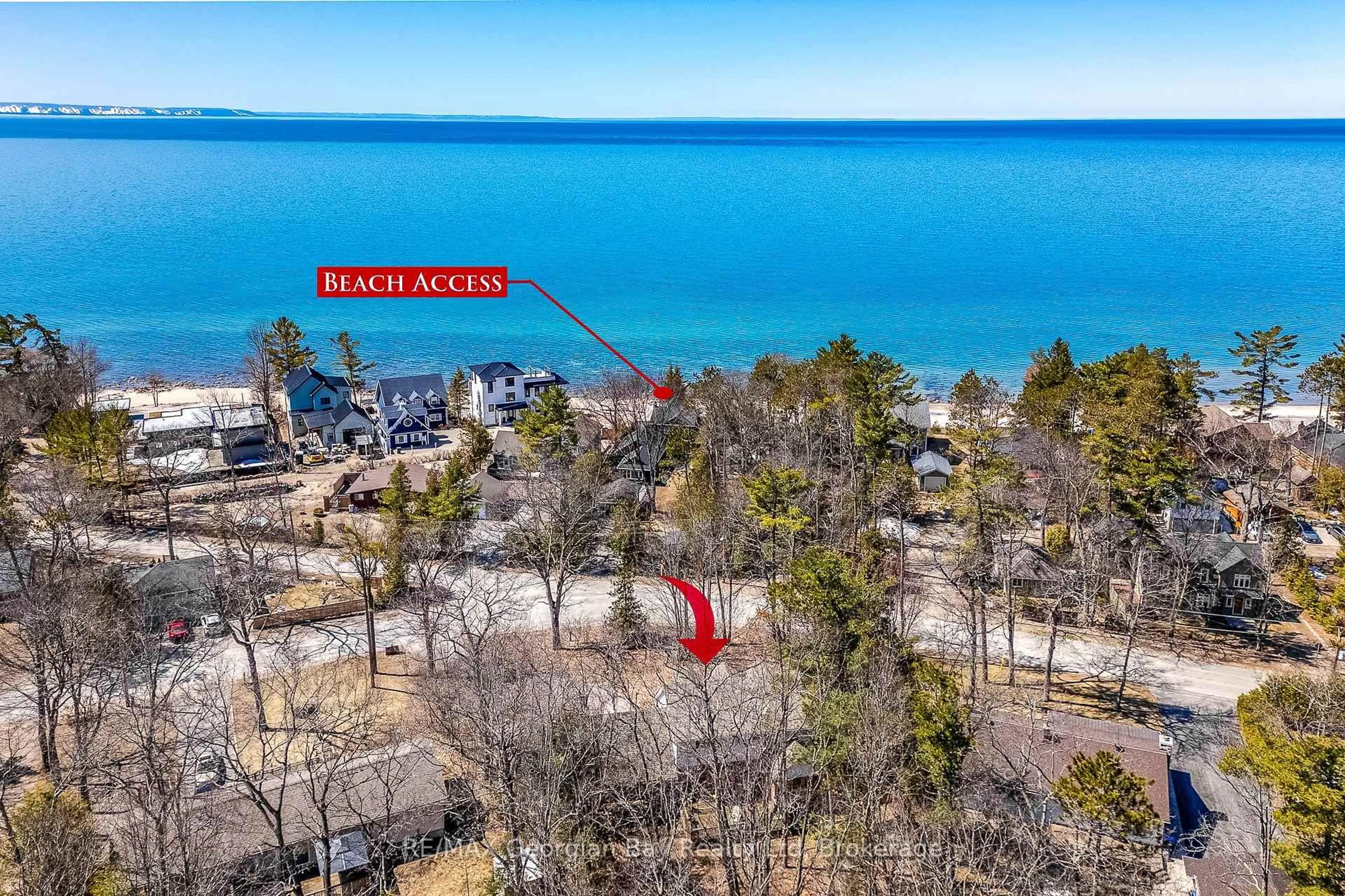 A pic from outside/outdoor area/front of a property/back of a property/a pic from drone, water/lake/river/ocean view for 225 Tiny Beaches Rd, Tiny Ontario L0L 2J0