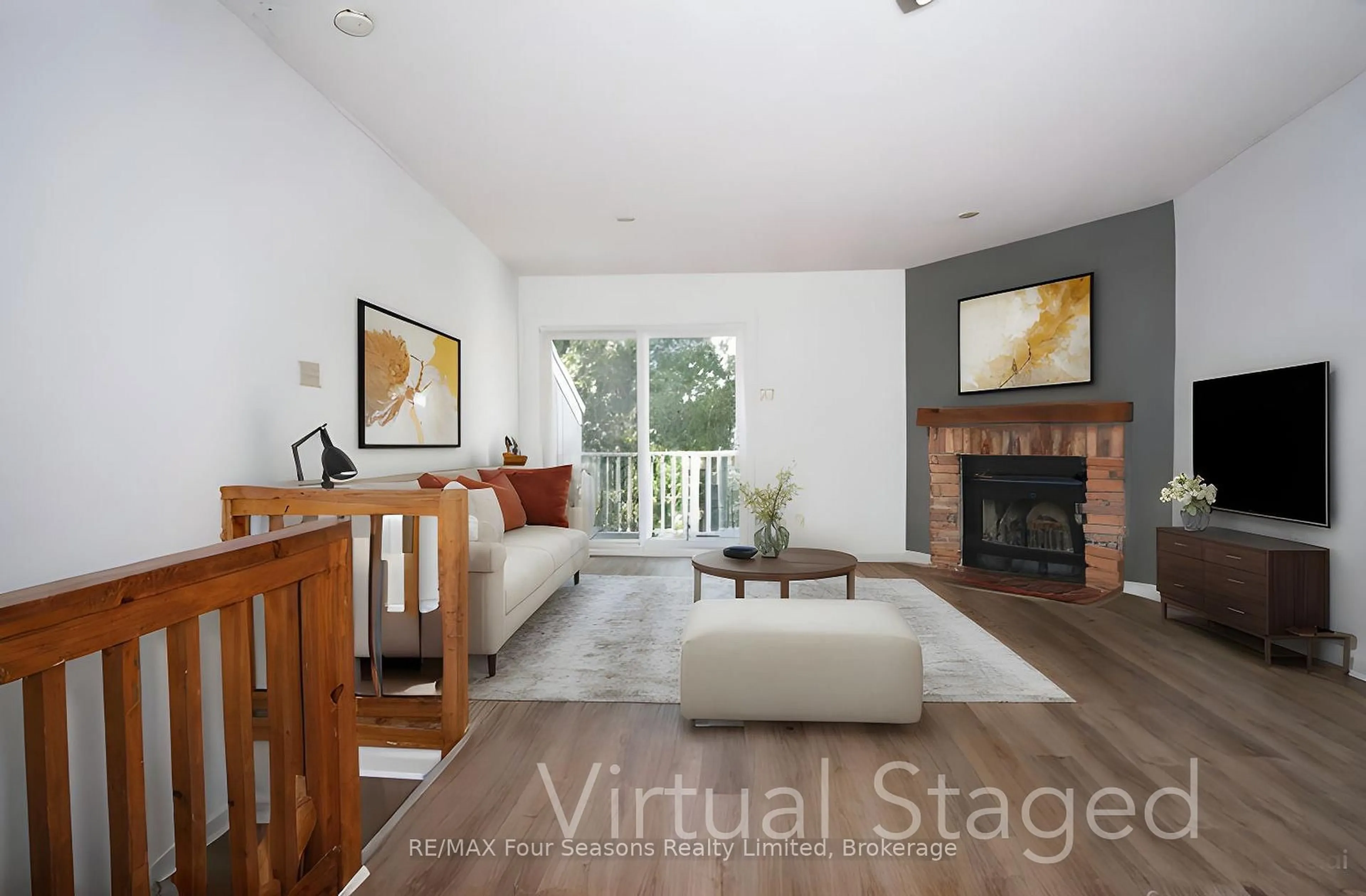 Living room with furniture, wood/laminate floor for 22 Dawson Dr #534, Collingwood Ontario L9Y 5B4