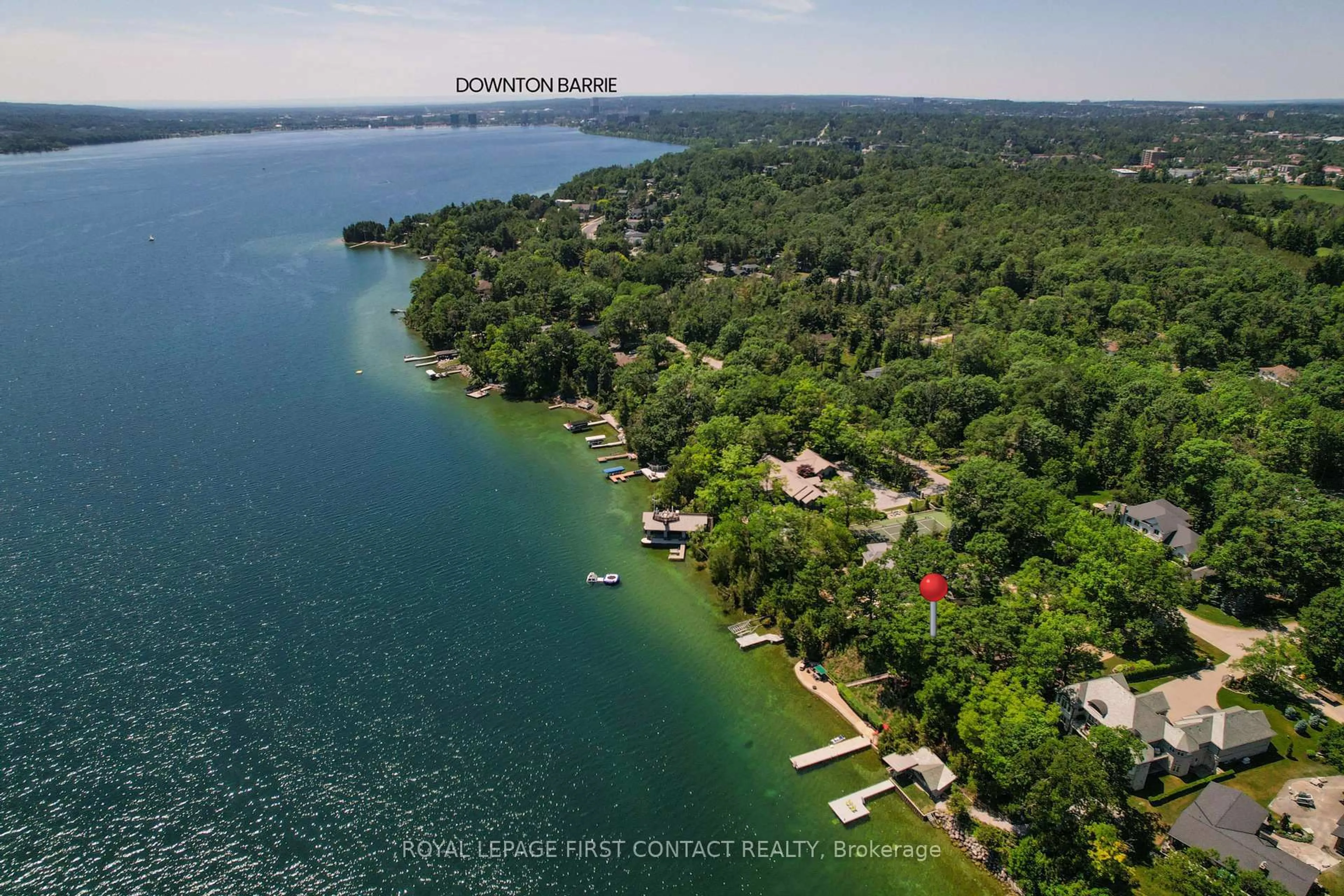 A pic from outside/outdoor area/front of a property/back of a property/a pic from drone, water/lake/river/ocean view for 13 Georgina Dr, Oro-Medonte Ontario L4M 1E9