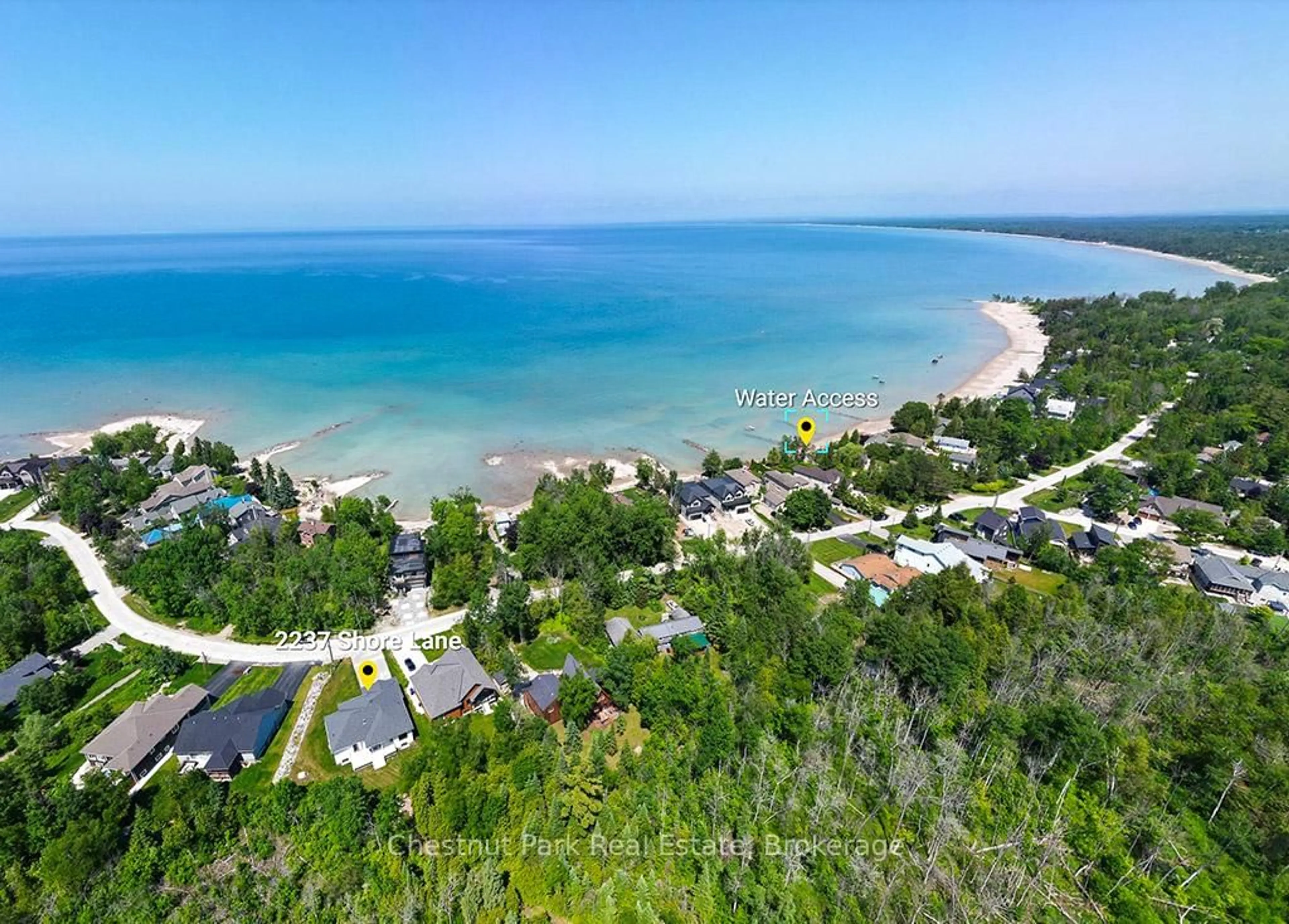 A pic from outside/outdoor area/front of a property/back of a property/a pic from drone, water/lake/river/ocean view for 2237 Shore Lane, Wasaga Beach Ontario L9Y 2X7