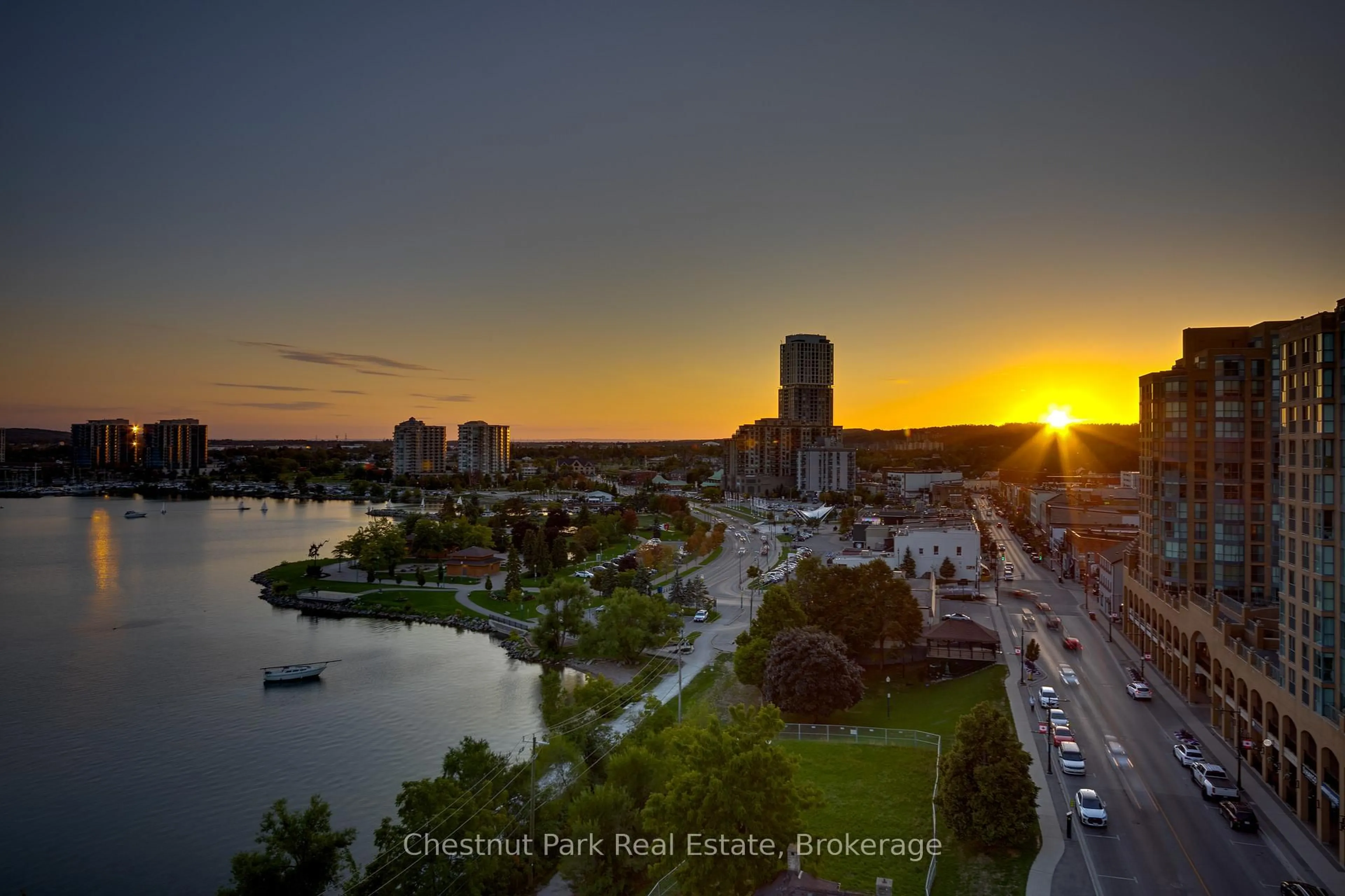 A pic from outside/outdoor area/front of a property/back of a property/a pic from drone, water/lake/river/ocean view for 185 Dunlop St #823, Barrie Ontario L4M 0L7