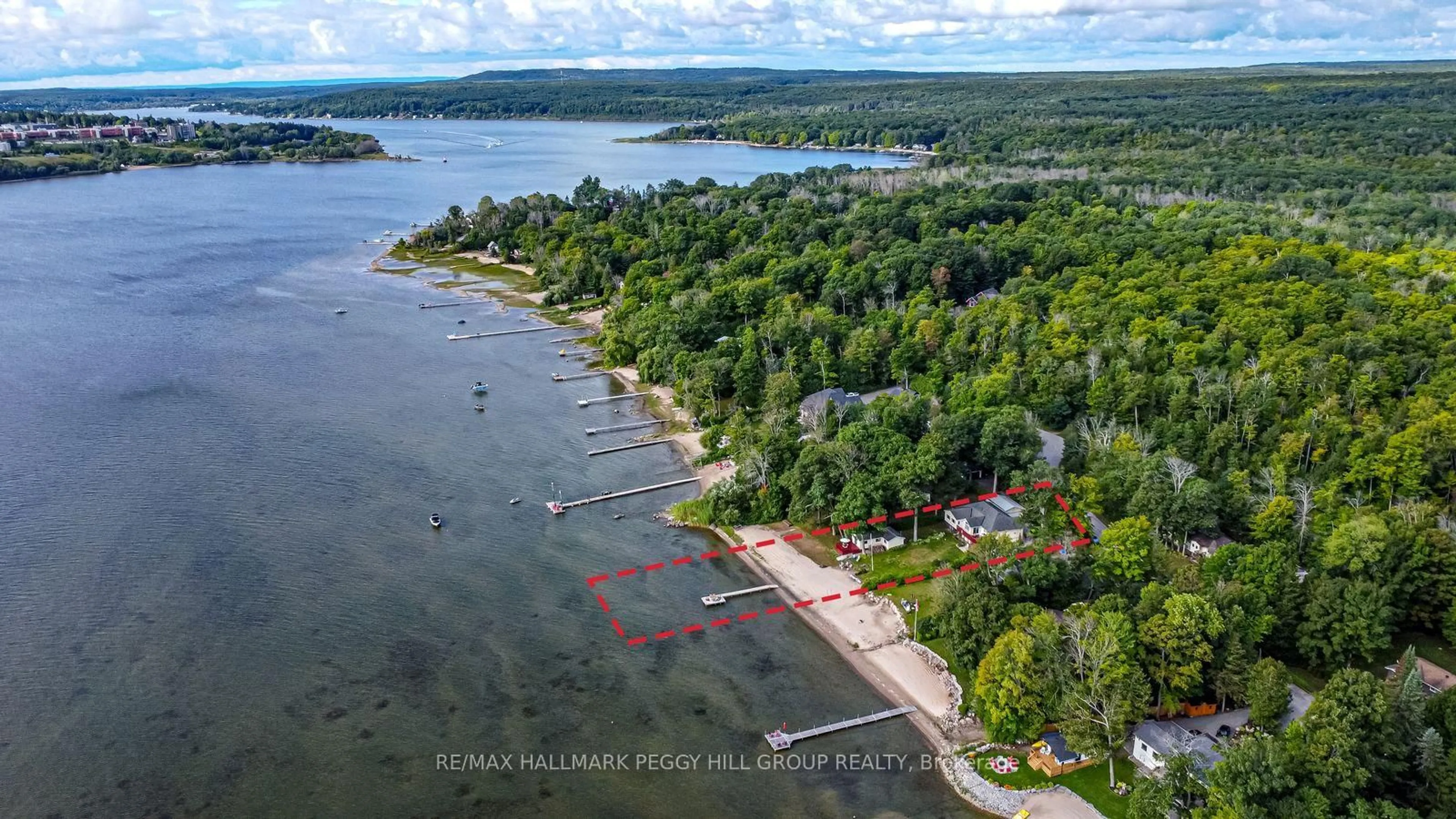 A pic from outside/outdoor area/front of a property/back of a property/a pic from drone, water/lake/river/ocean view for 383 Peek-A-Boo Tr, Tiny Ontario L9M 0B3