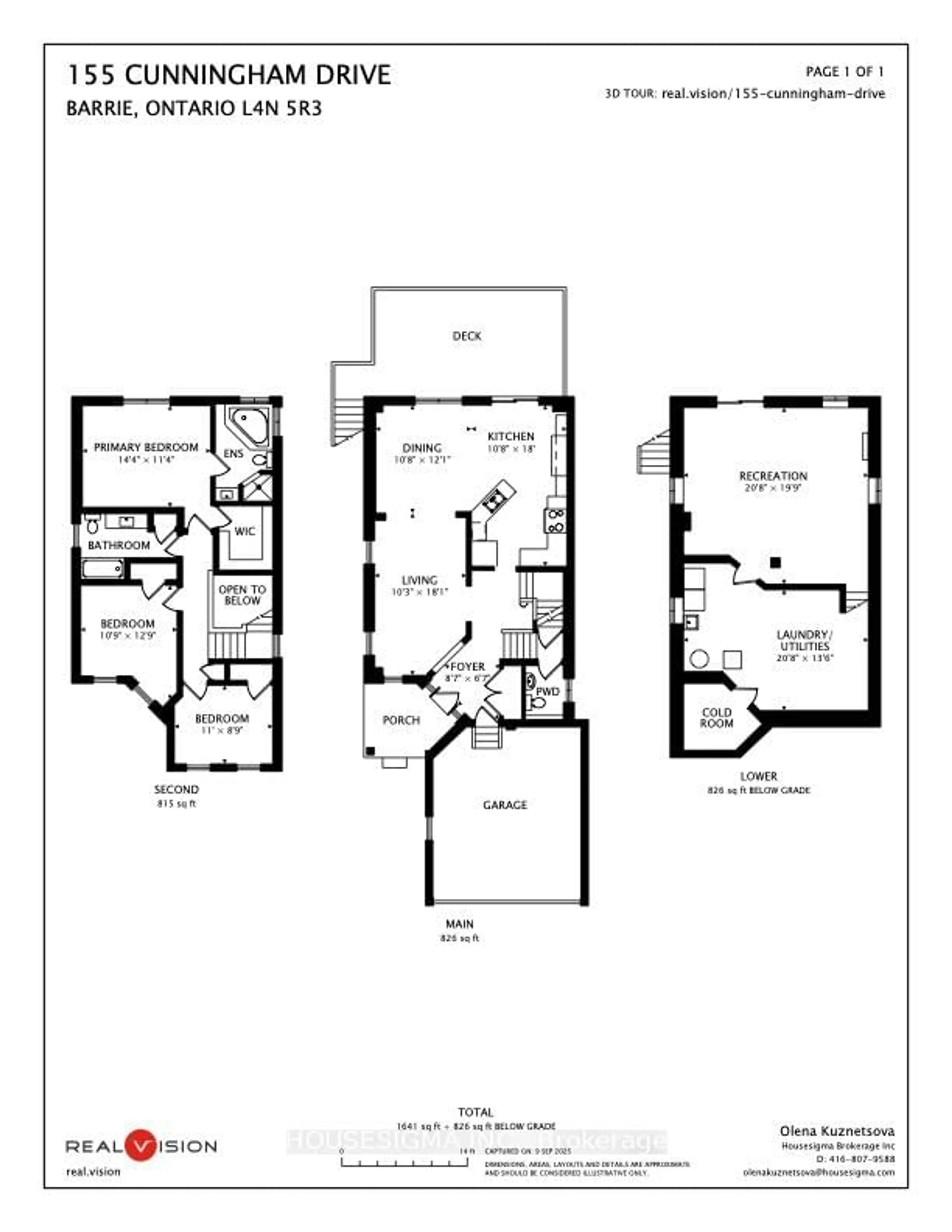 Floor plan for 155 Cunningham Dr, Barrie Ontario L4N 5R3