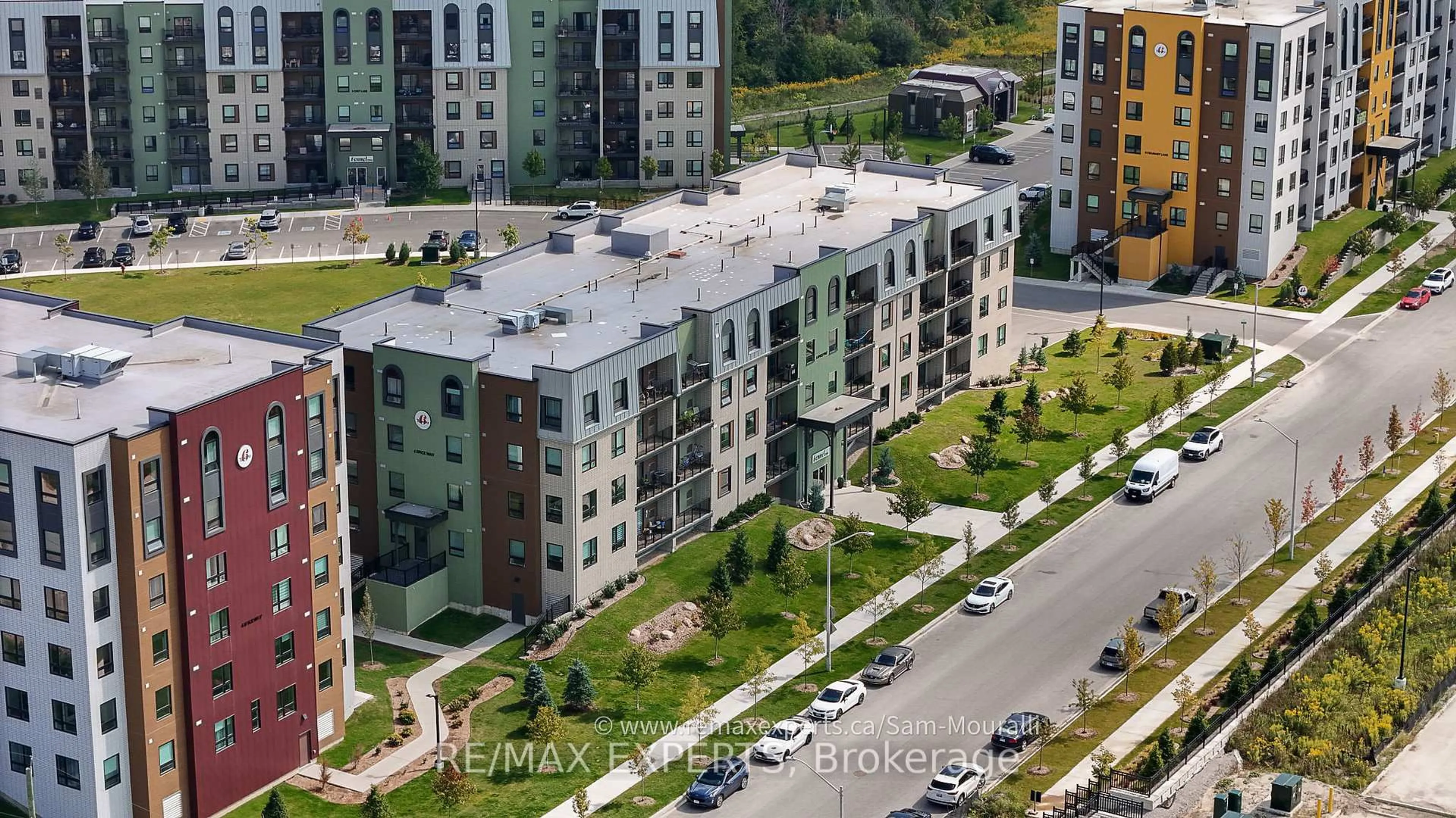 A pic from outside/outdoor area/front of a property/back of a property/a pic from drone, city buildings view from balcony for 6 Spice Way #207, Barrie Ontario L9J 0J9