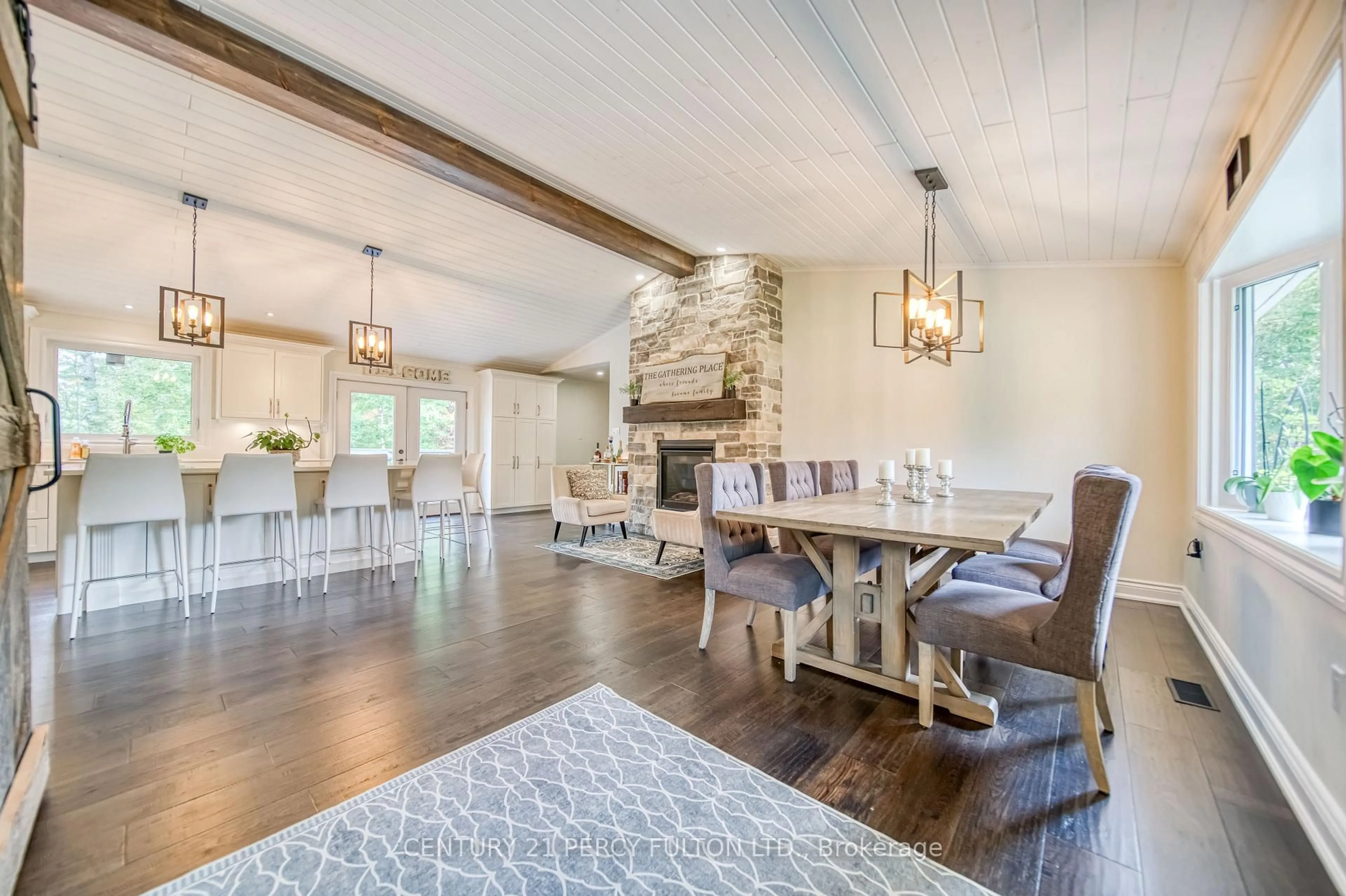 Dining room, wood/laminate floor for 13 Hickory Lane, Oro-Medonte Ontario L0L 1E0