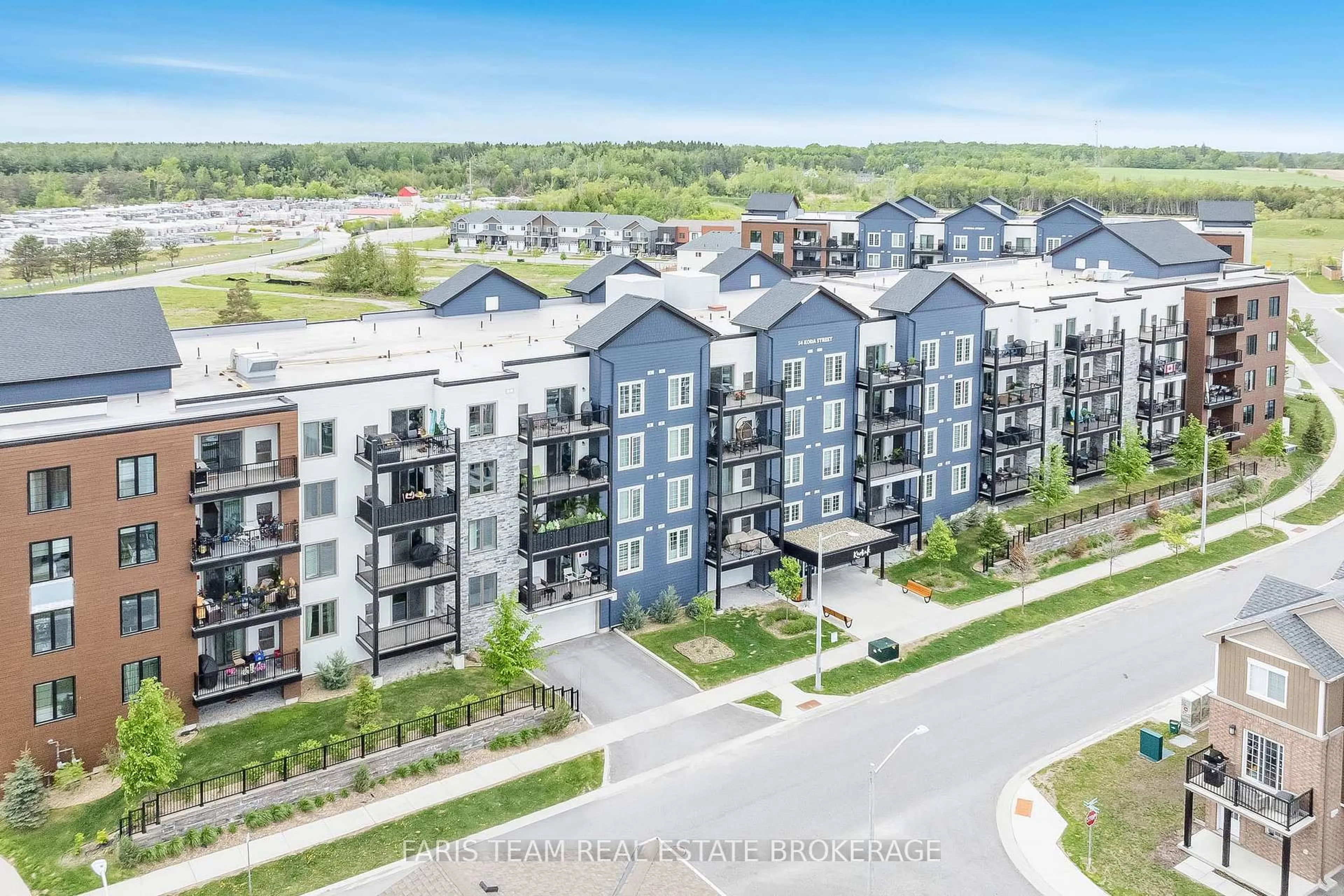 A pic from outside/outdoor area/front of a property/back of a property/a pic from drone, unknown for 54 Koda St #410, Barrie Ontario L9J 0J6