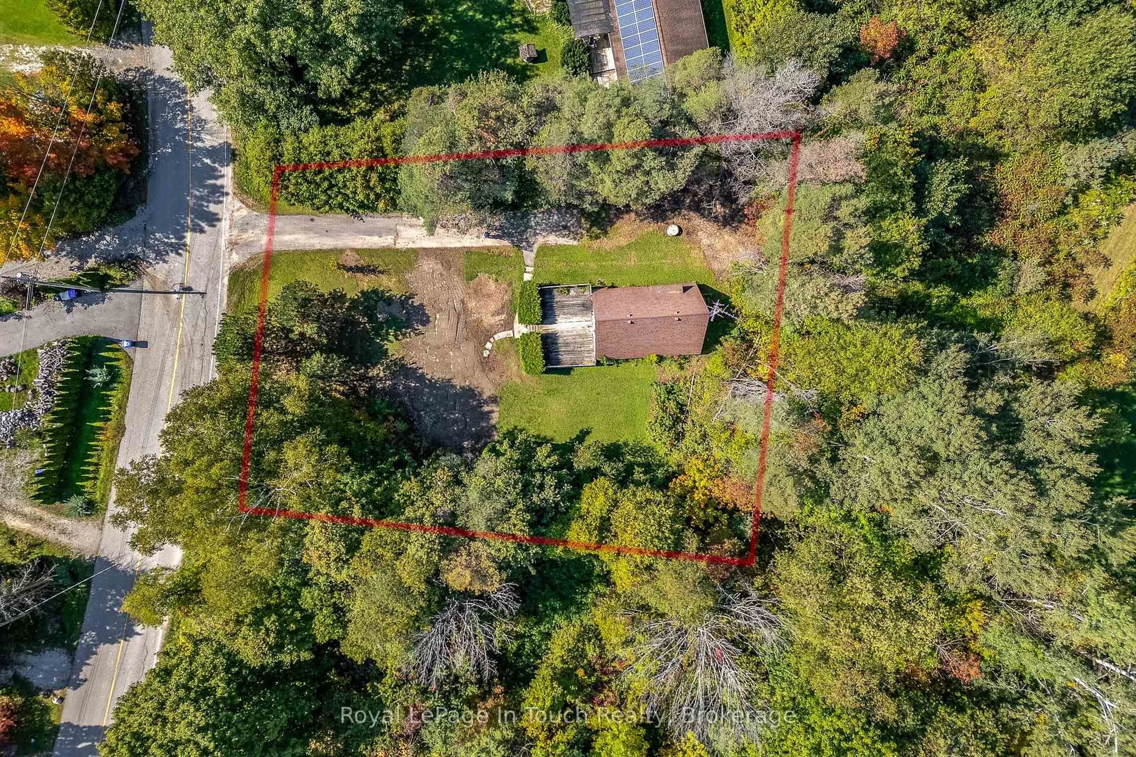 A pic from outside/outdoor area/front of a property/back of a property/a pic from drone, forest/trees view for 2170 North Orr Lake Rd, Springwater Ontario L0L 1P0