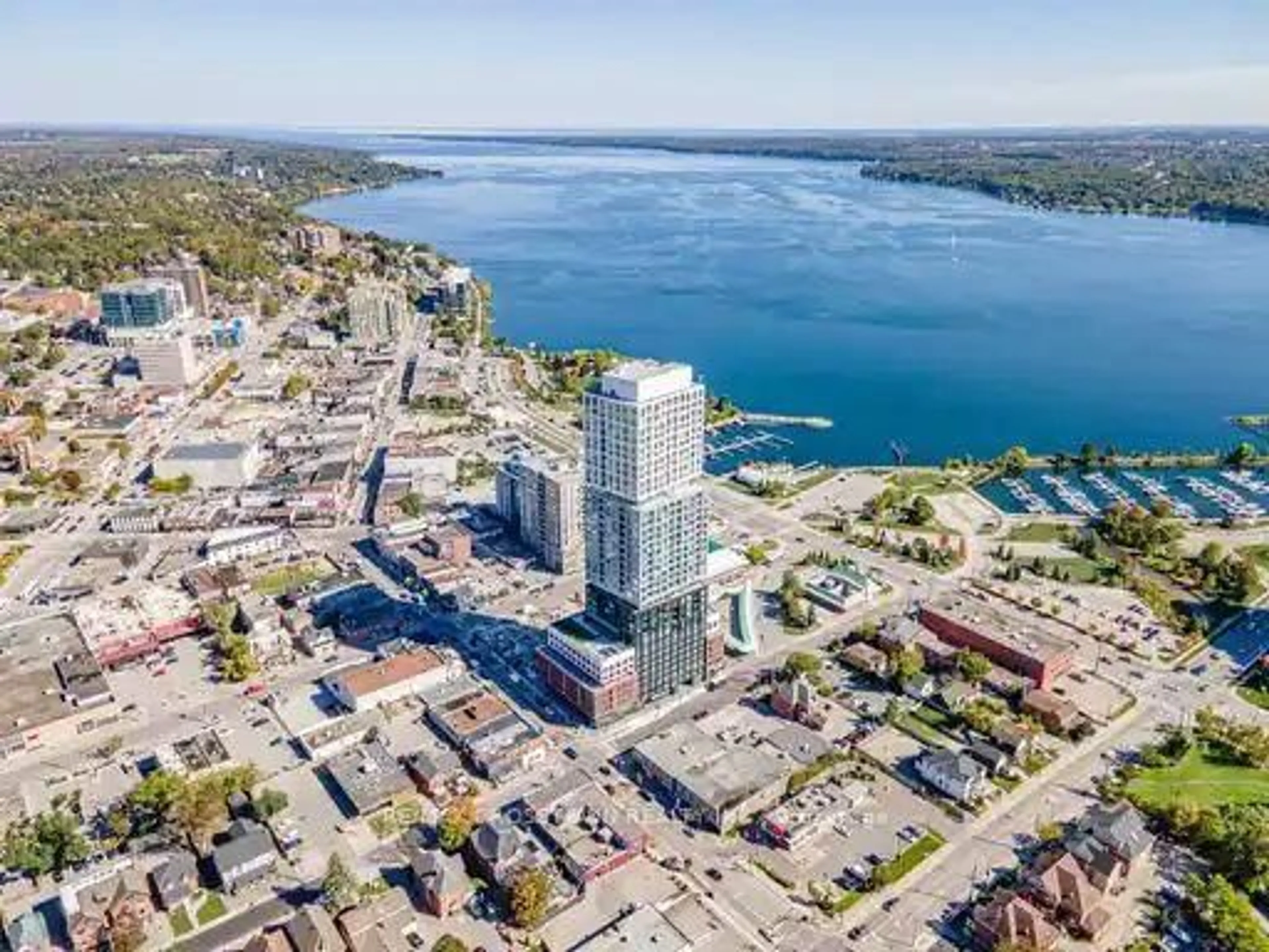 A pic from outside/outdoor area/front of a property/back of a property/a pic from drone, water/lake/river/ocean view for 39 Mary St #1710, Barrie Ontario L4N 1S9