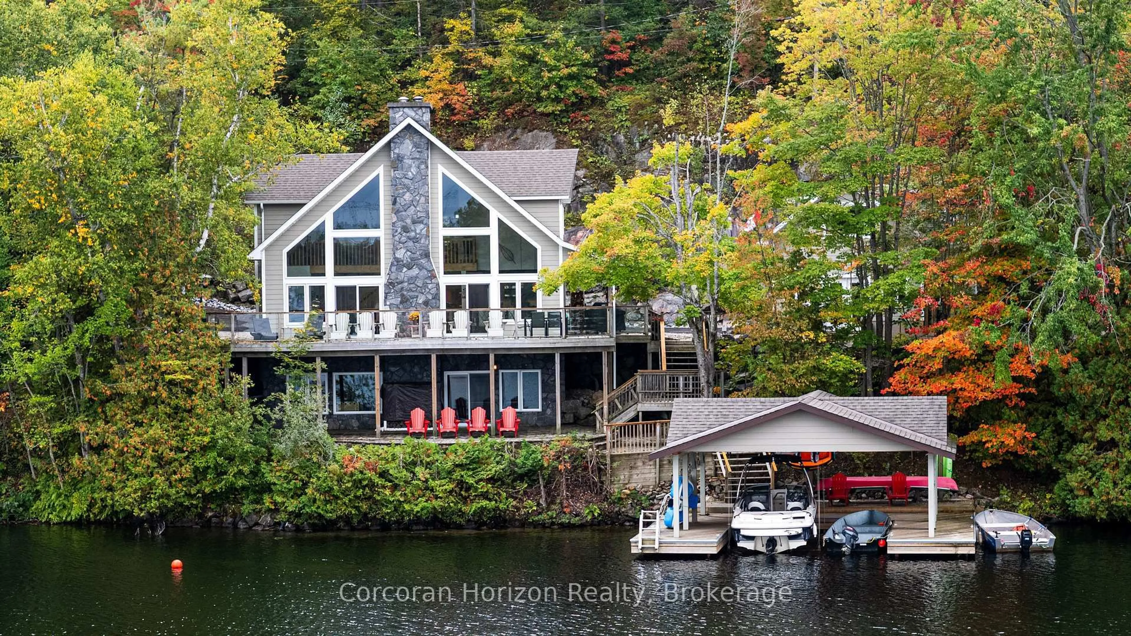 Home with vinyl exterior material, water/lake/river/ocean view for 1481 Emily Lane, Severn Ontario L0K 1E0