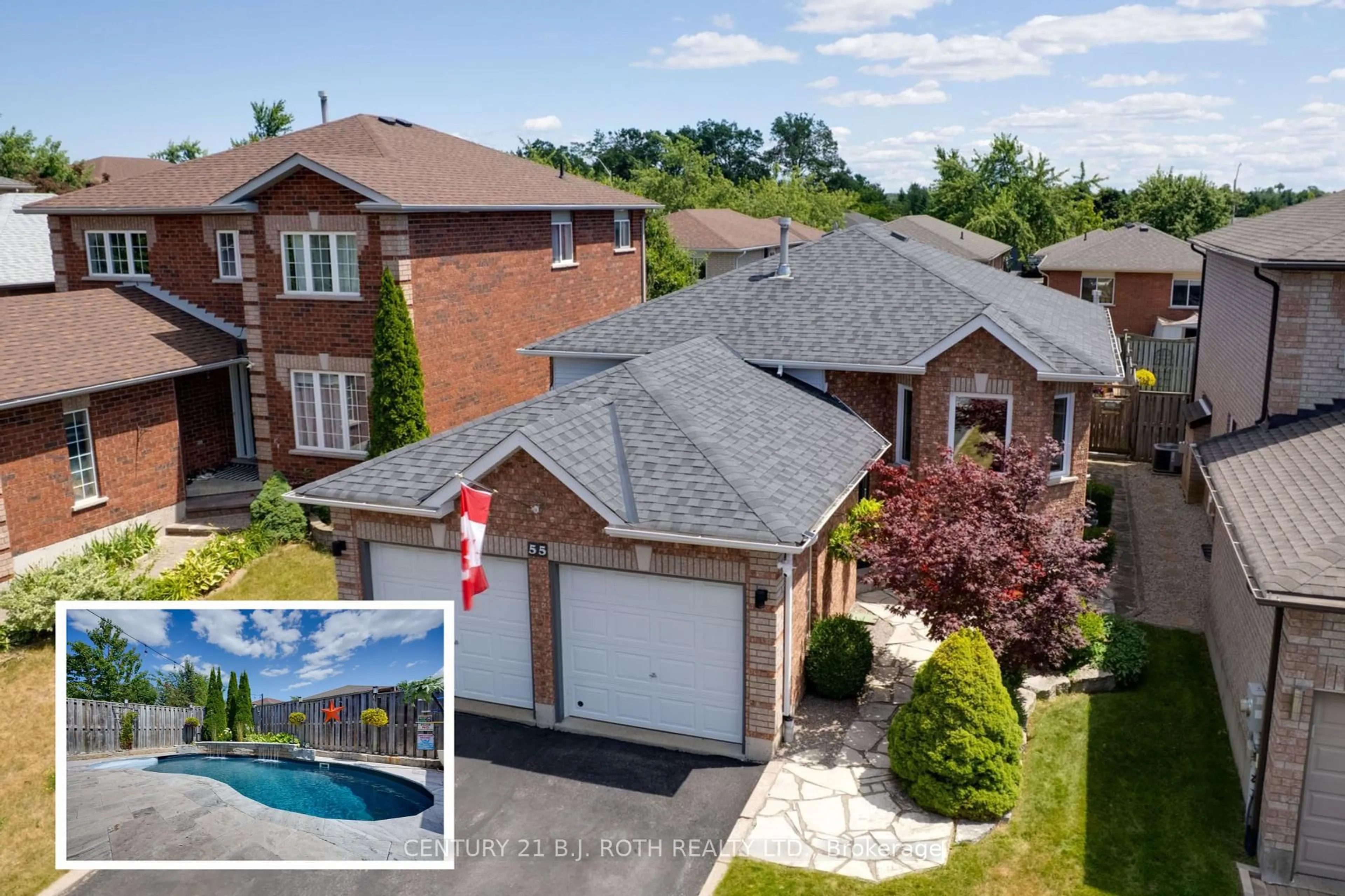 A pic from outside/outdoor area/front of a property/back of a property/a pic from drone, street for 55 HOLLY MEADOW Rd, Barrie Ontario L4N 0E3