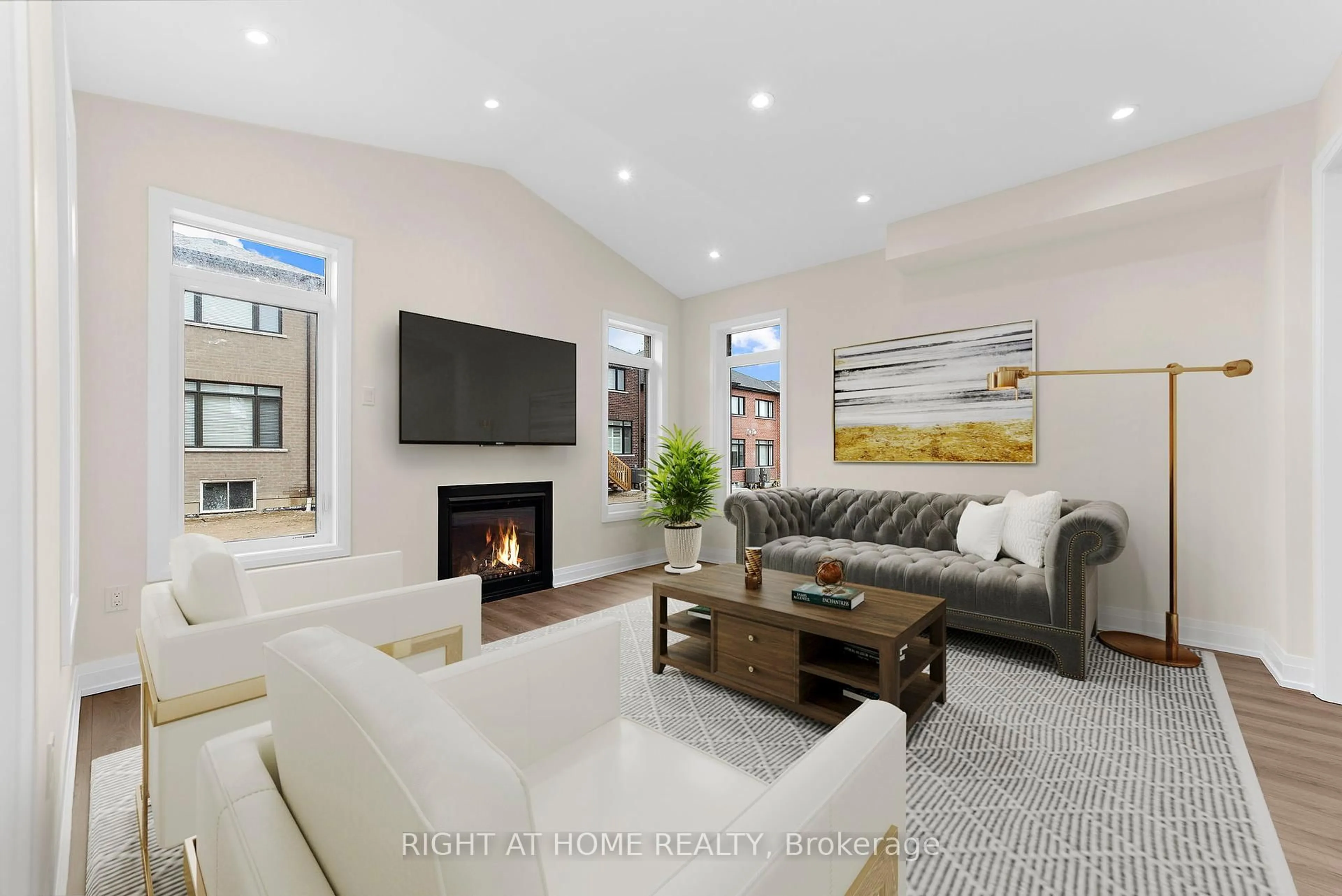 Living room with furniture, ceramic/tile floor for 33 Calypso Ave, Springwater Ontario L9X 2E3