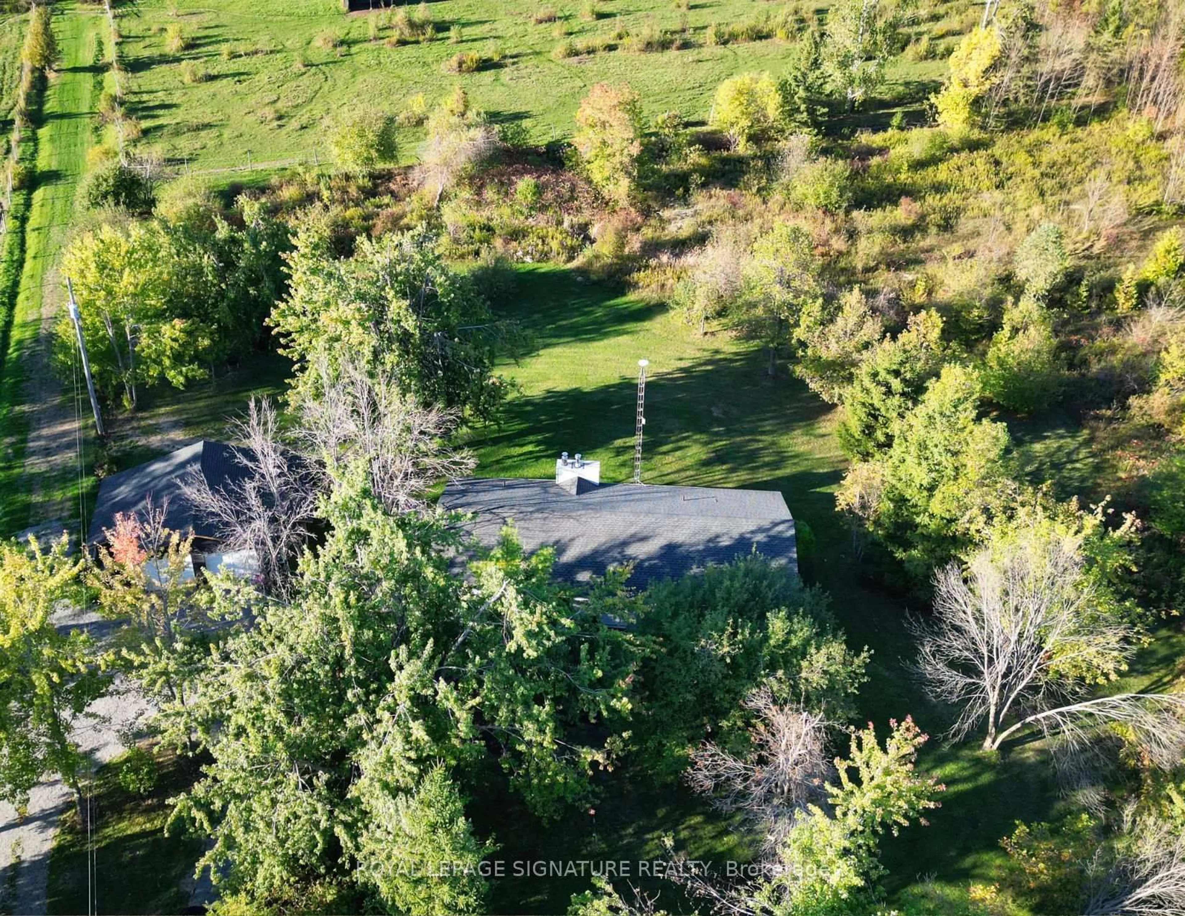 A pic from outside/outdoor area/front of a property/back of a property/a pic from drone, forest/trees view for 1152 Concession Rd, Ramara Ontario L0K 1B0