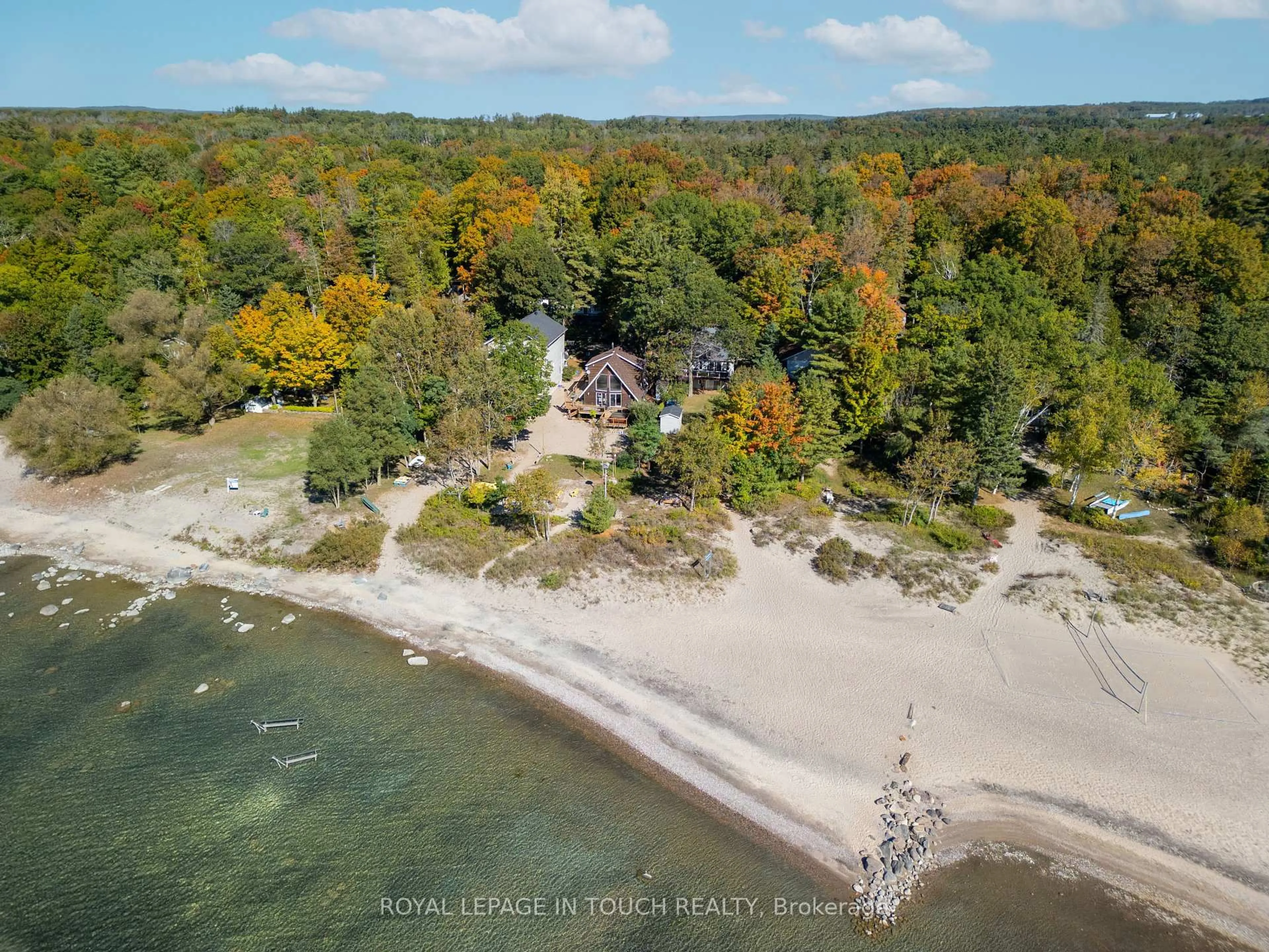 A pic from outside/outdoor area/front of a property/back of a property/a pic from drone, water/lake/river/ocean view for 64 Wahnekewening Dr, Tiny Ontario L0L 2J0