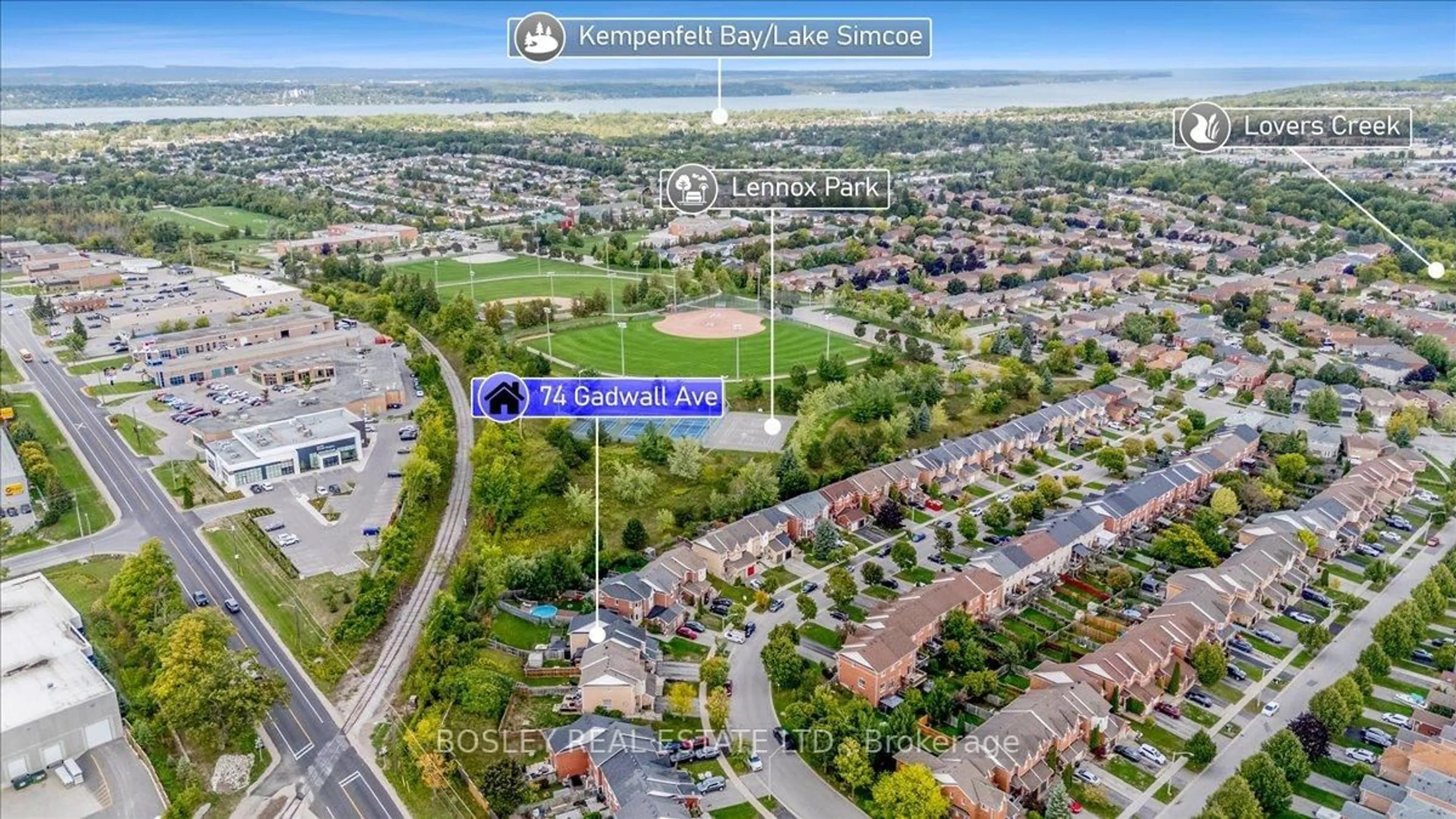 A pic from outside/outdoor area/front of a property/back of a property/a pic from drone, street for 74 Gadwall Ave, Barrie Ontario L4N 8X5