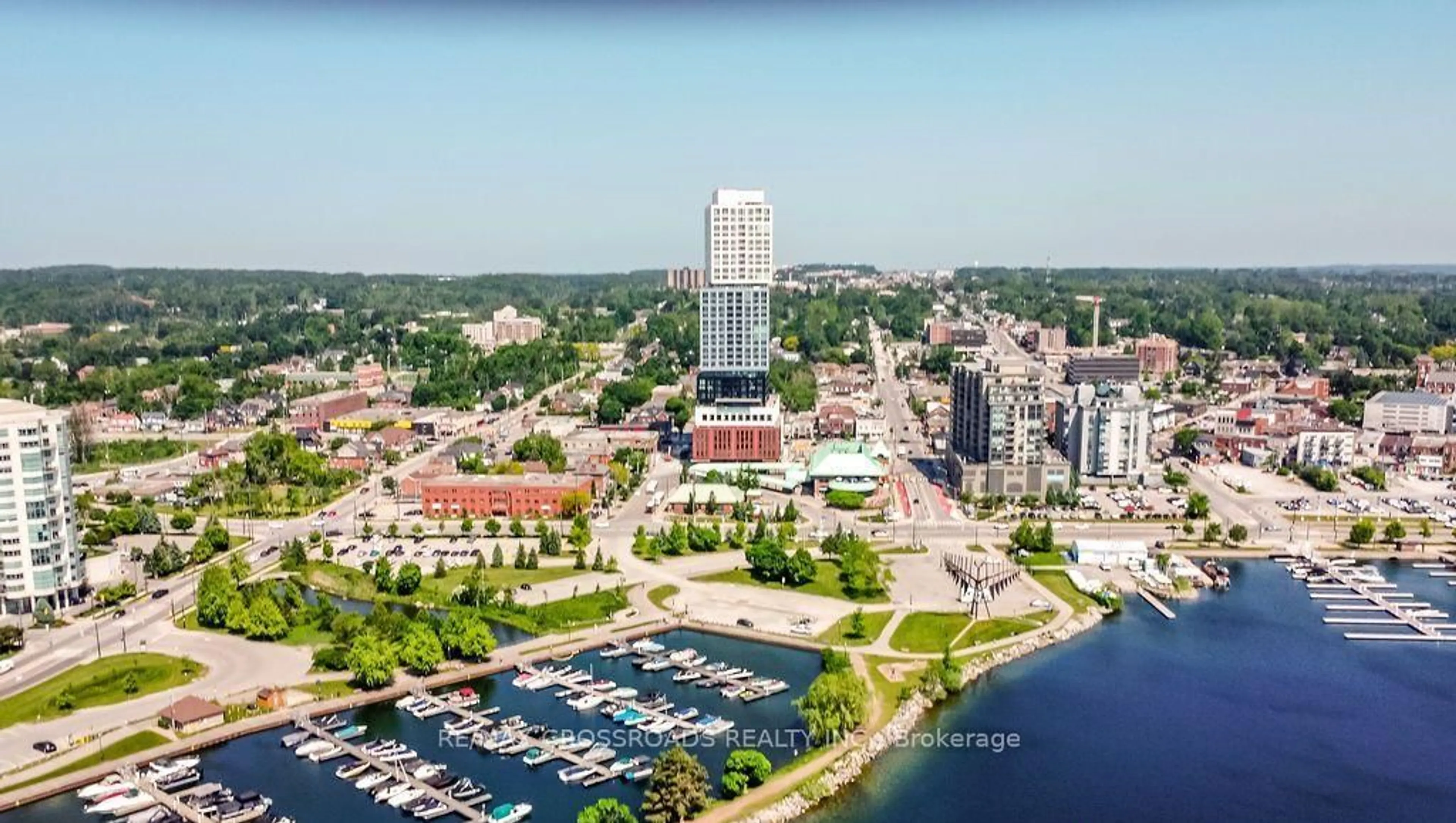 A pic from outside/outdoor area/front of a property/back of a property/a pic from drone, water/lake/river/ocean view for 39 Mary St #3301, Barrie Ontario L4N 1S9
