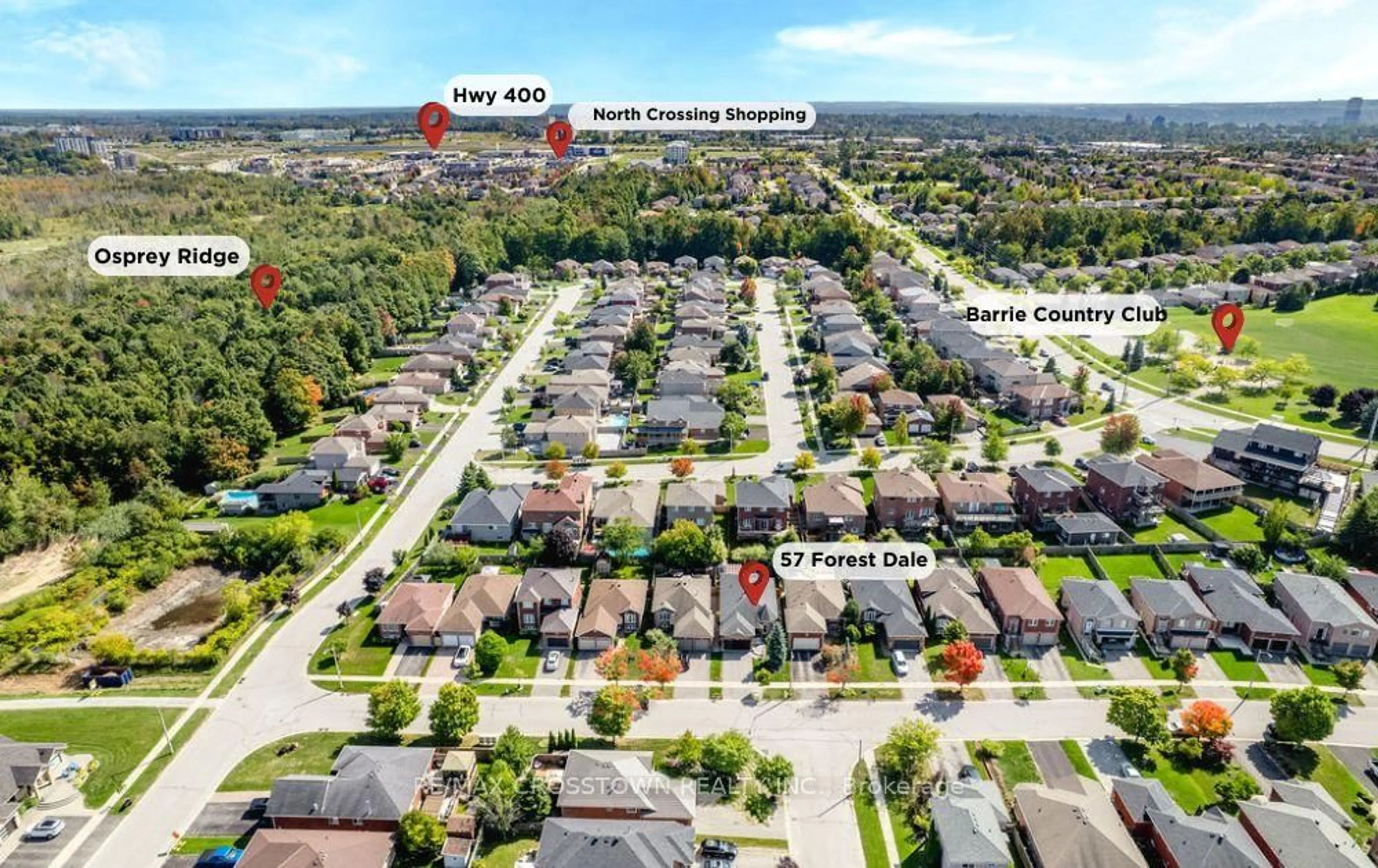 A pic from outside/outdoor area/front of a property/back of a property/a pic from drone, street for 57 FOREST DALE Dr, Barrie Ontario L4M 6M9