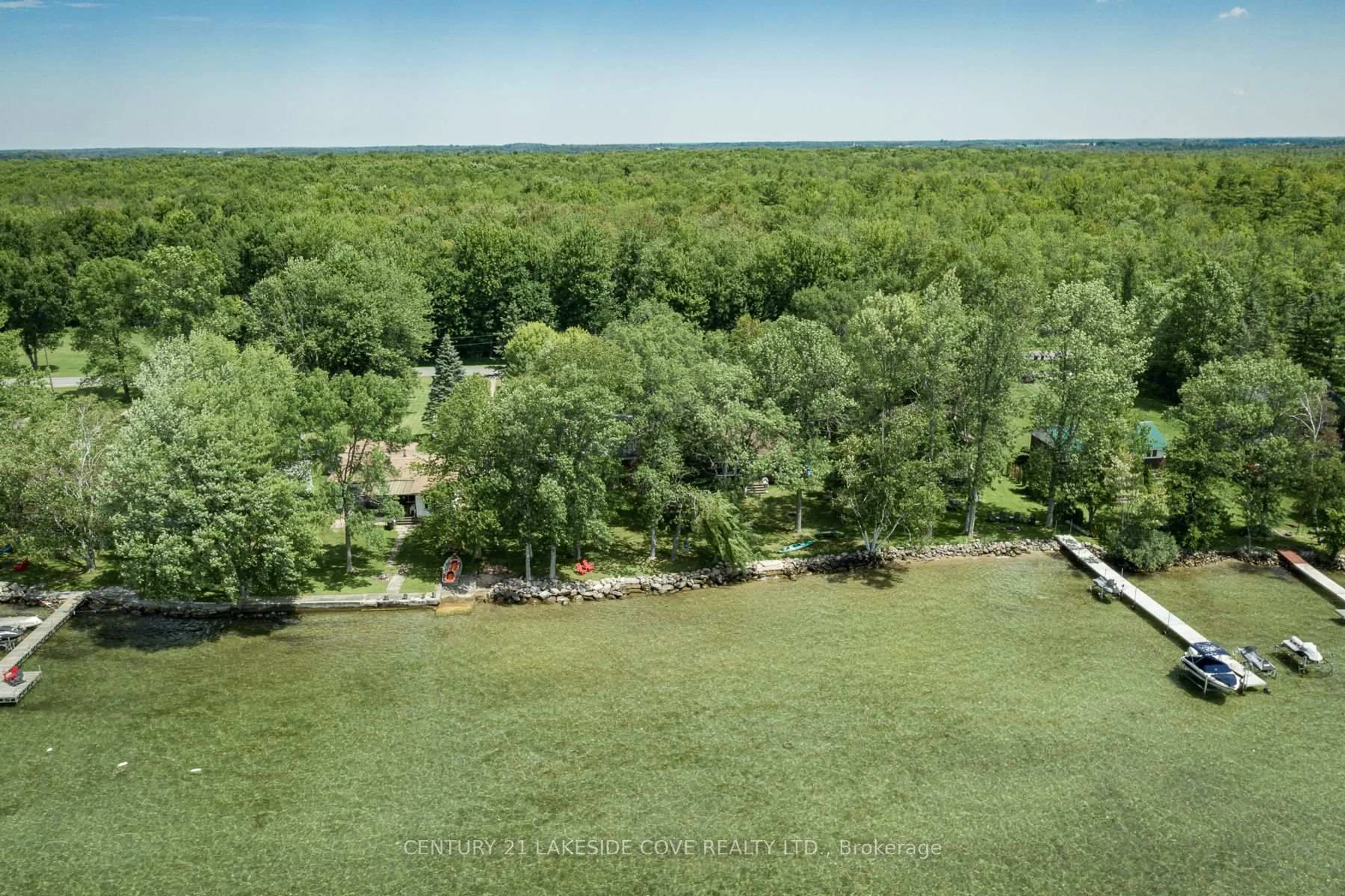 A pic from outside/outdoor area/front of a property/back of a property/a pic from drone, water/lake/river/ocean view for 3322 Amilia Dr, Ramara Ontario L0K 1B0