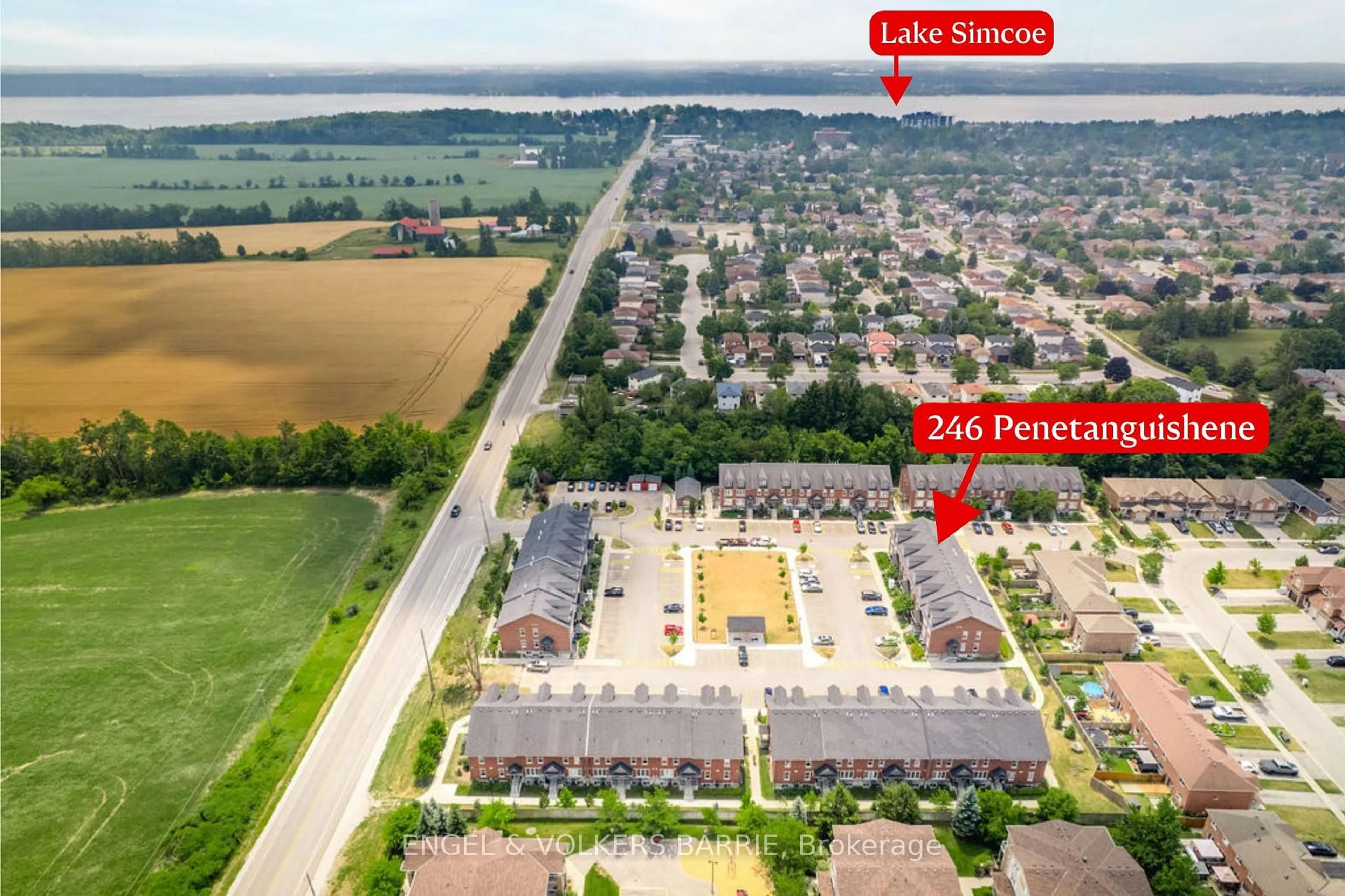 A pic from outside/outdoor area/front of a property/back of a property/a pic from drone, water/lake/river/ocean view for 246 Penetanguishene Rd #6, Barrie Ontario L4M 7C2