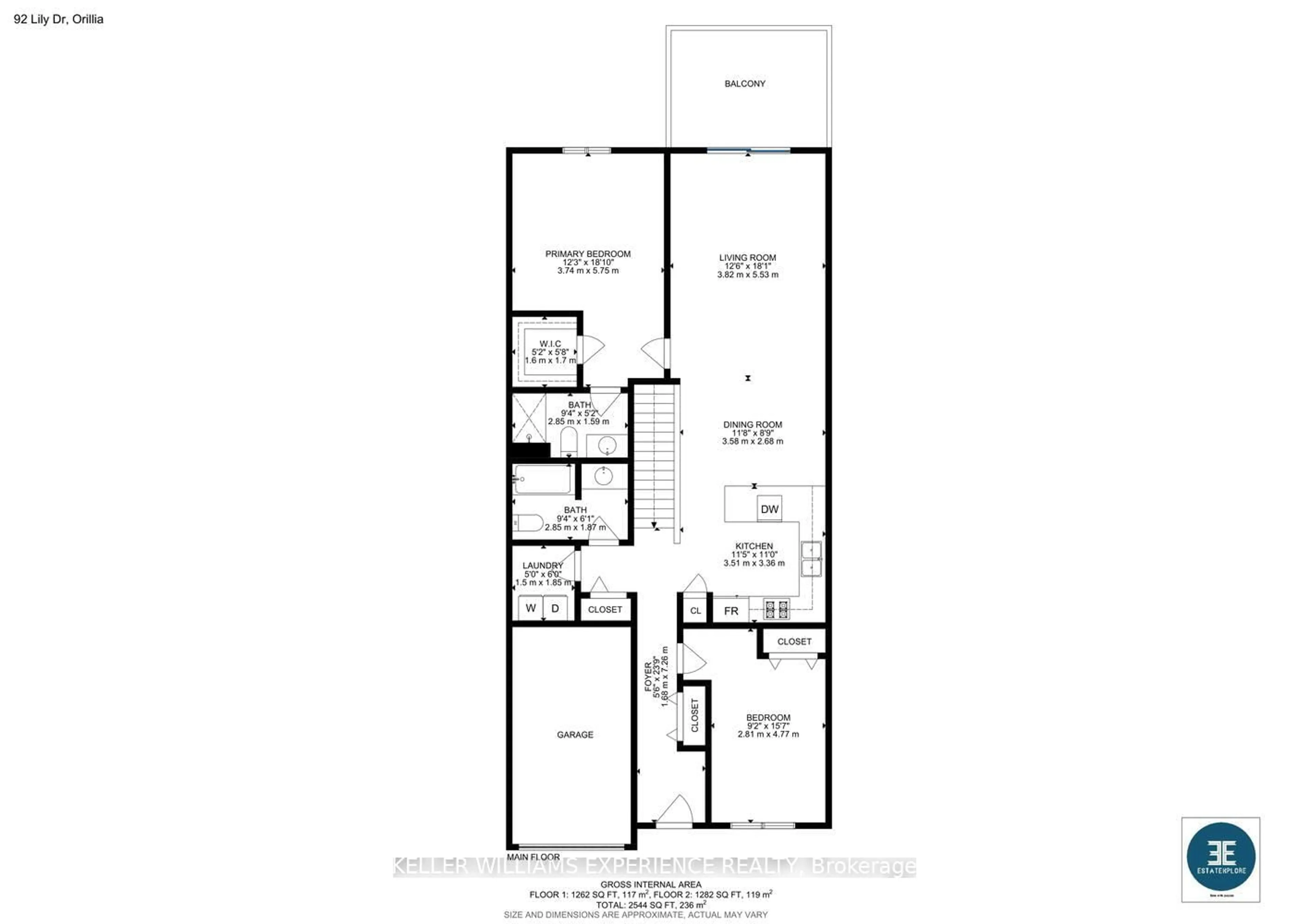 Floor plan for 92 Lily Dr, Orillia Ontario L3V 7A8
