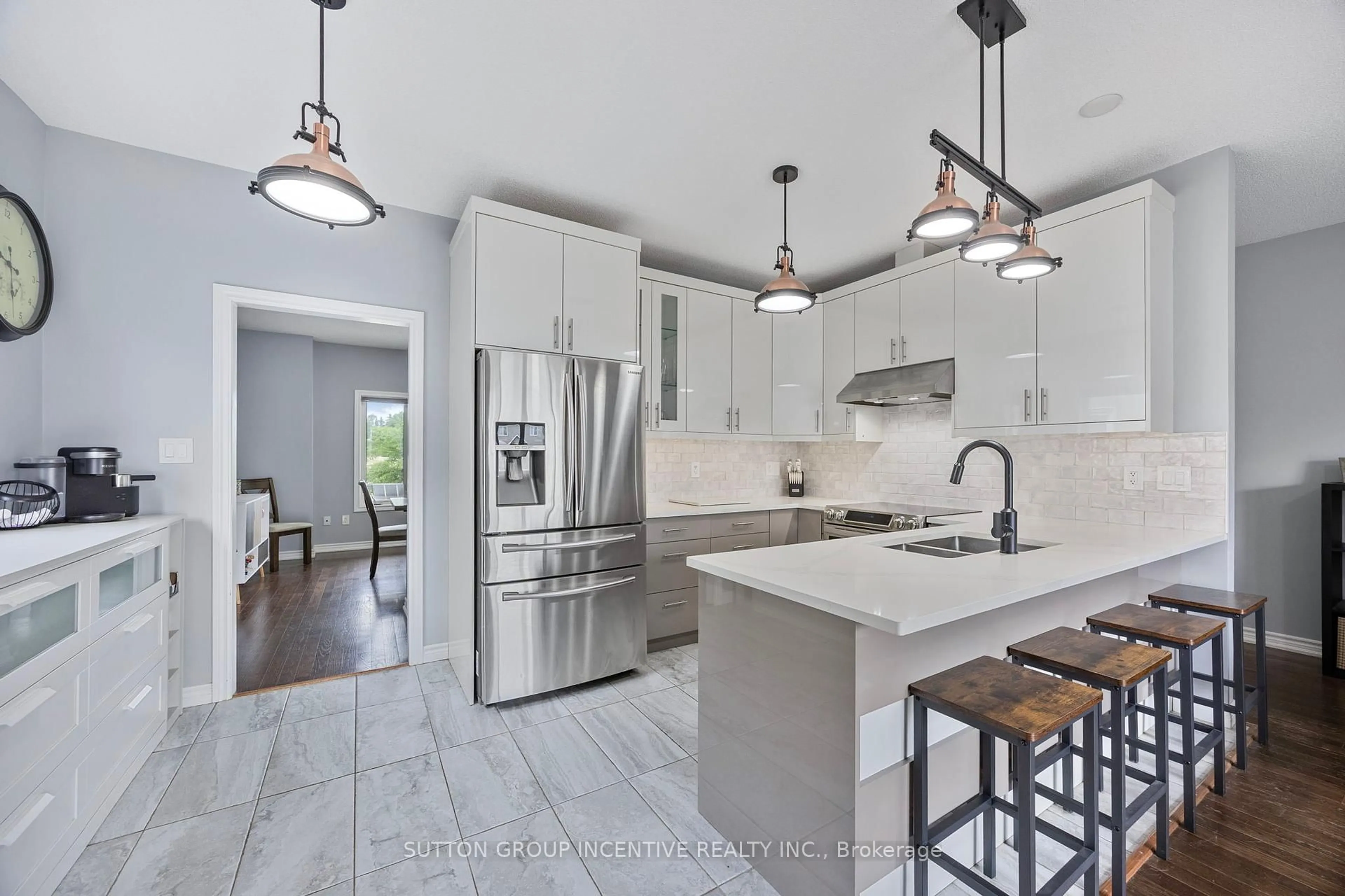 Open concept kitchen, ceramic/tile floor for 21 Beverly St, Springwater Ontario L0L 1P0
