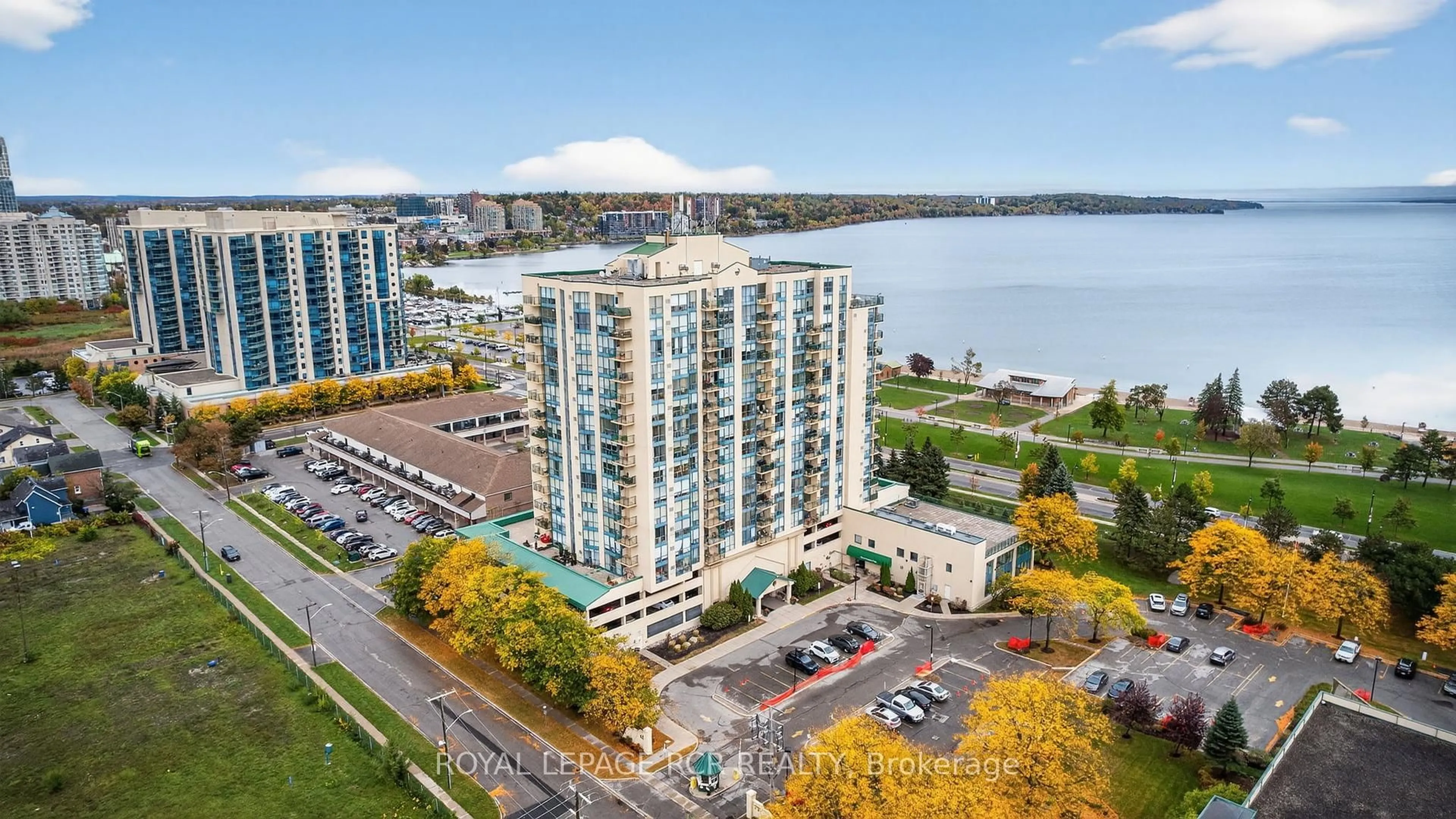 A pic from outside/outdoor area/front of a property/back of a property/a pic from drone, water/lake/river/ocean view for 65 Ellen St #905, Barrie Ontario L4N 3A5