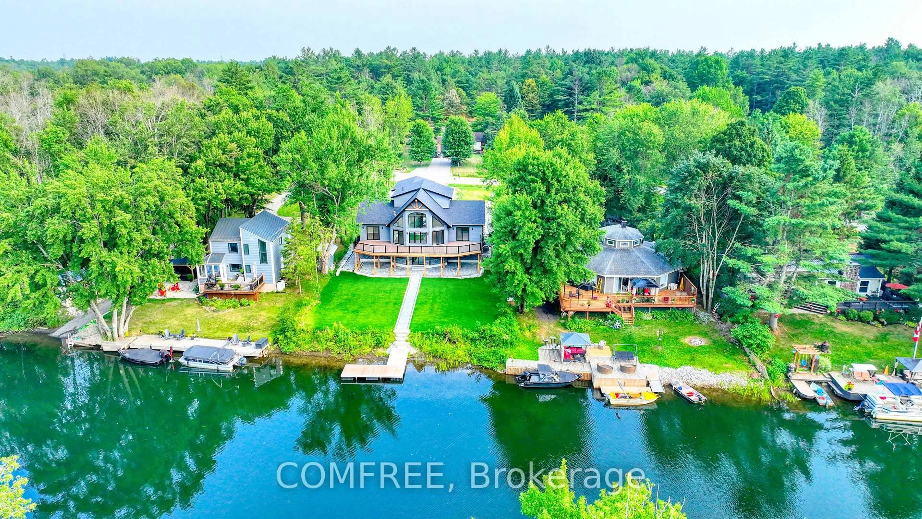 A pic from outside/outdoor area/front of a property/back of a property/a pic from drone, water/lake/river/ocean view for 4608 Trent Tr, Severn Ontario L0K 2B0