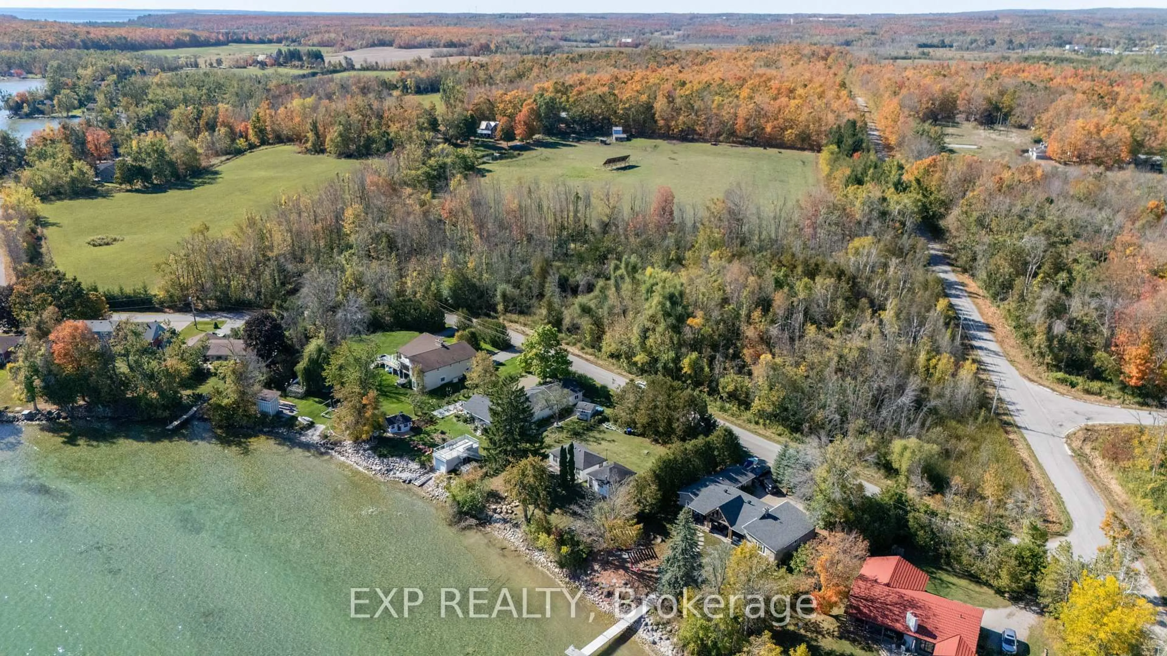 A pic from outside/outdoor area/front of a property/back of a property/a pic from drone, water/lake/river/ocean view for 255 Moon Point Dr, Oro-Medonte Ontario L3V 0R8