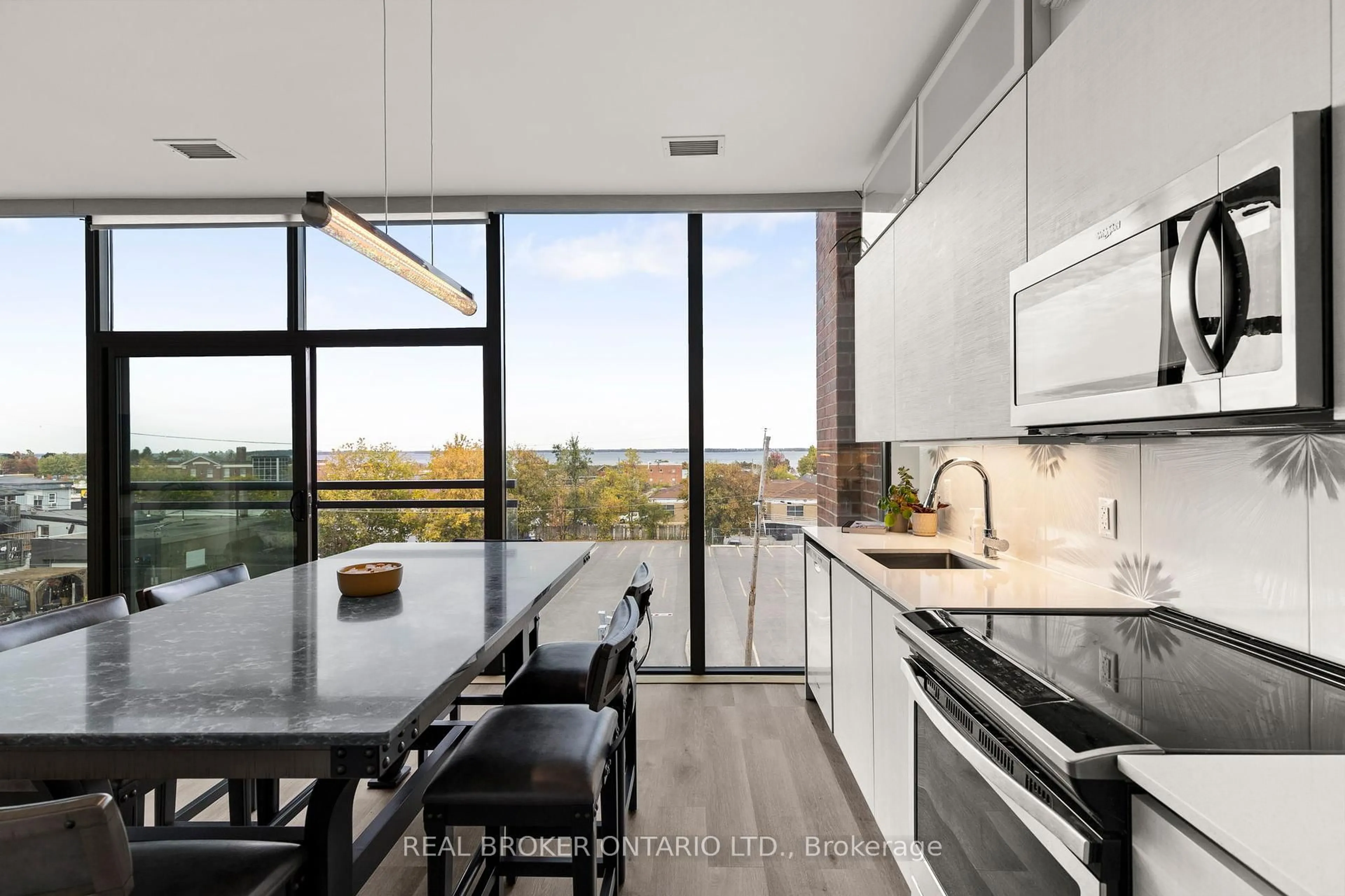 Contemporary kitchen, ceramic/tile floor for 21 Matchedash St #321, Orillia Ontario L3V 4W4