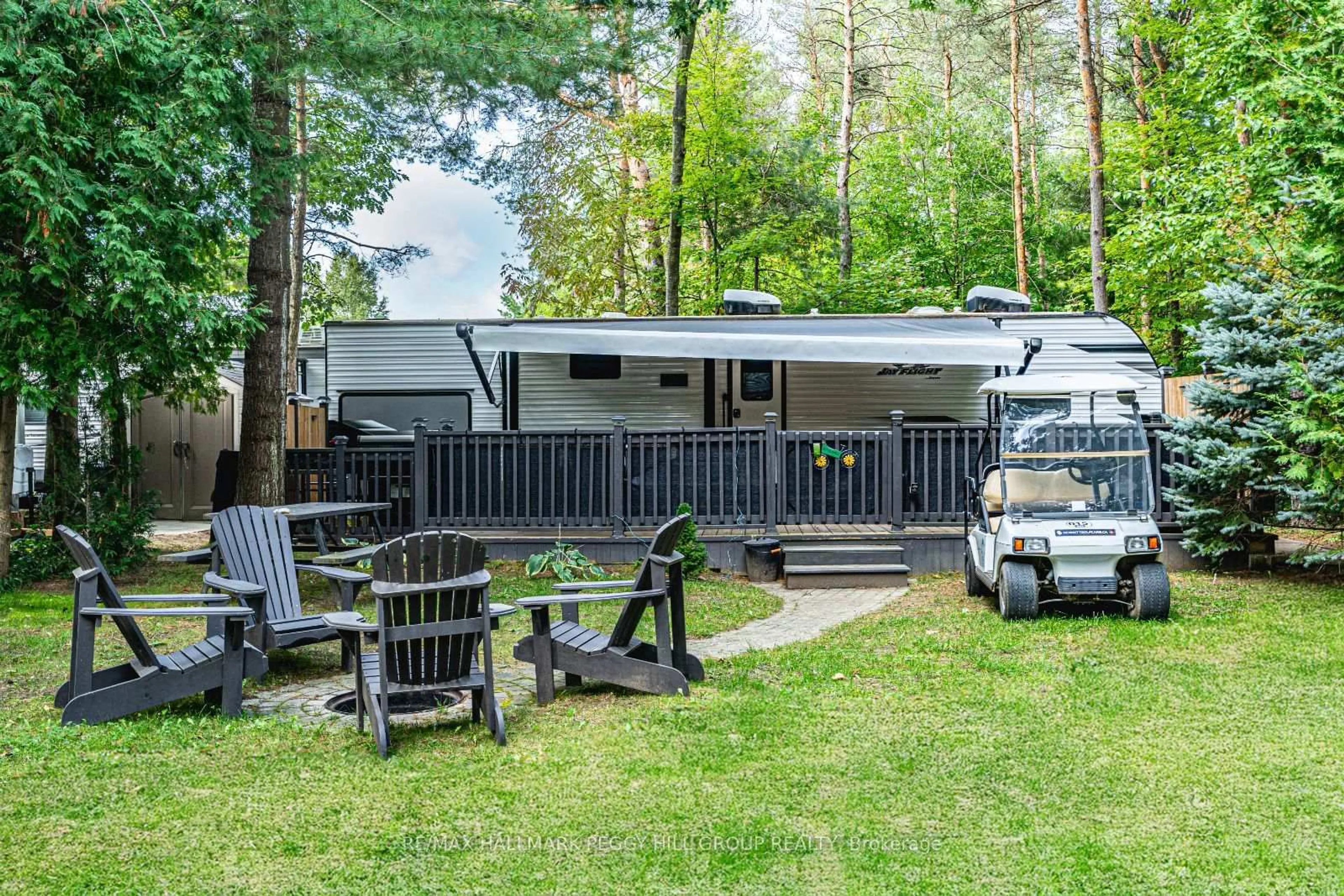 Patio, forest/trees view for 4300 Crossland Rd #35, Tiny Ontario L0L 2T0