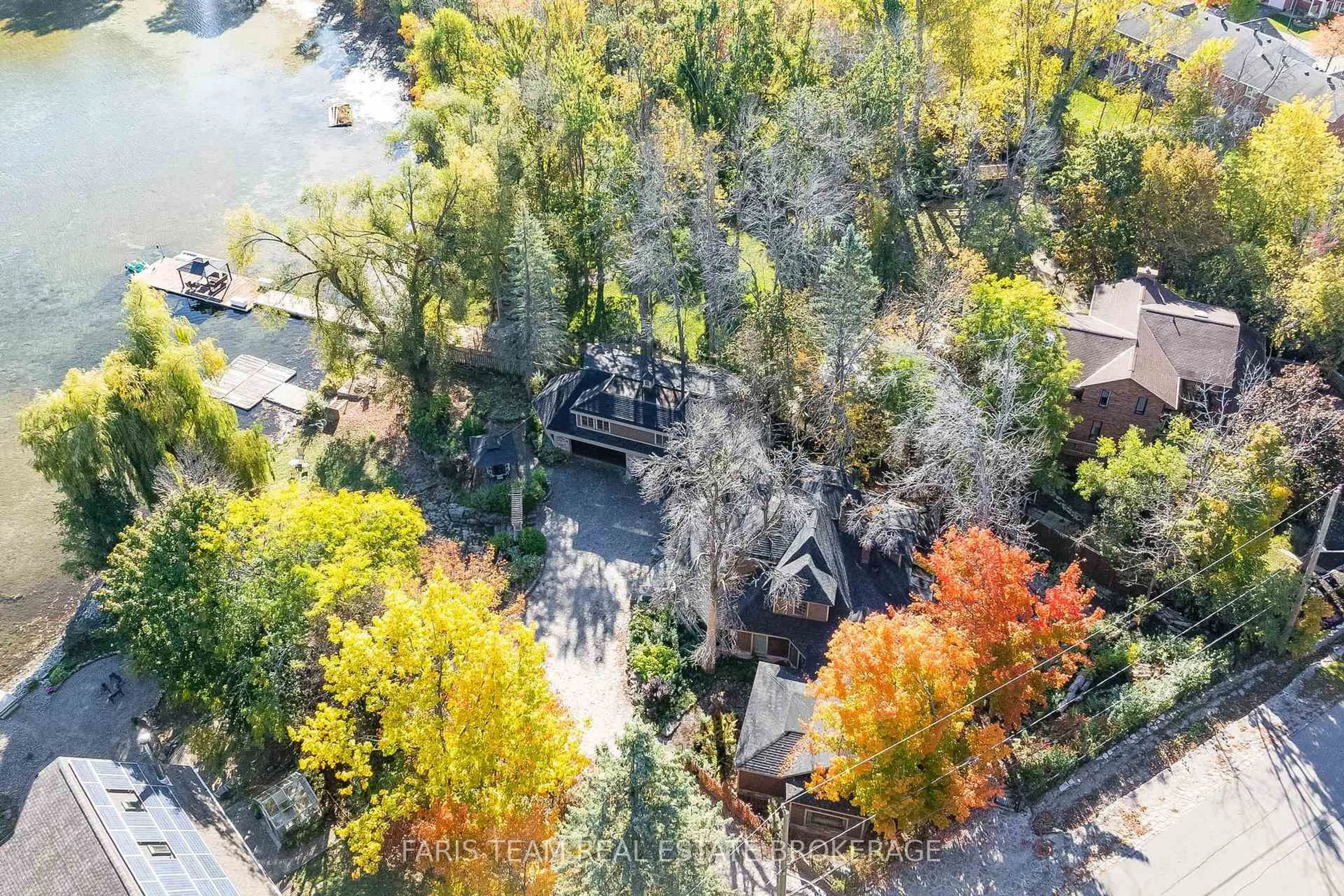 A pic from outside/outdoor area/front of a property/back of a property/a pic from drone, forest/trees view for 345 Brewery Lane, Orillia Ontario L3V 7H6