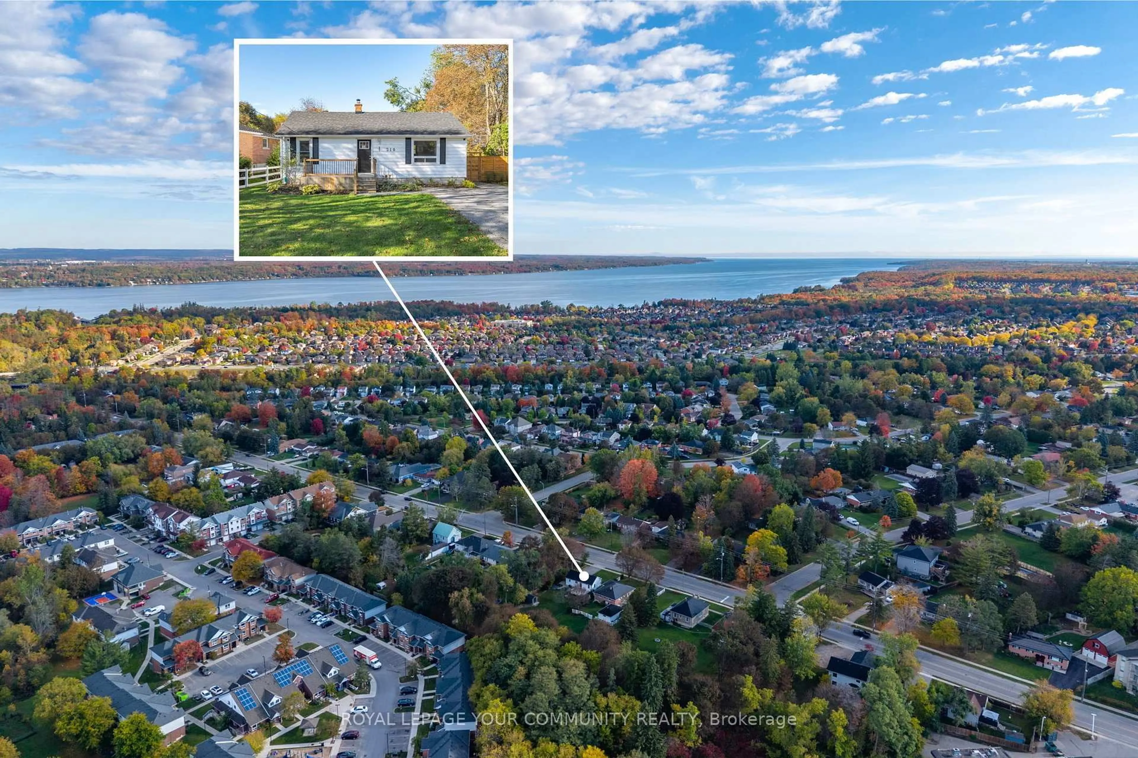 A pic from outside/outdoor area/front of a property/back of a property/a pic from drone, water/lake/river/ocean view for 210 Cox Mill Rd, Barrie Ontario L4N 4G5
