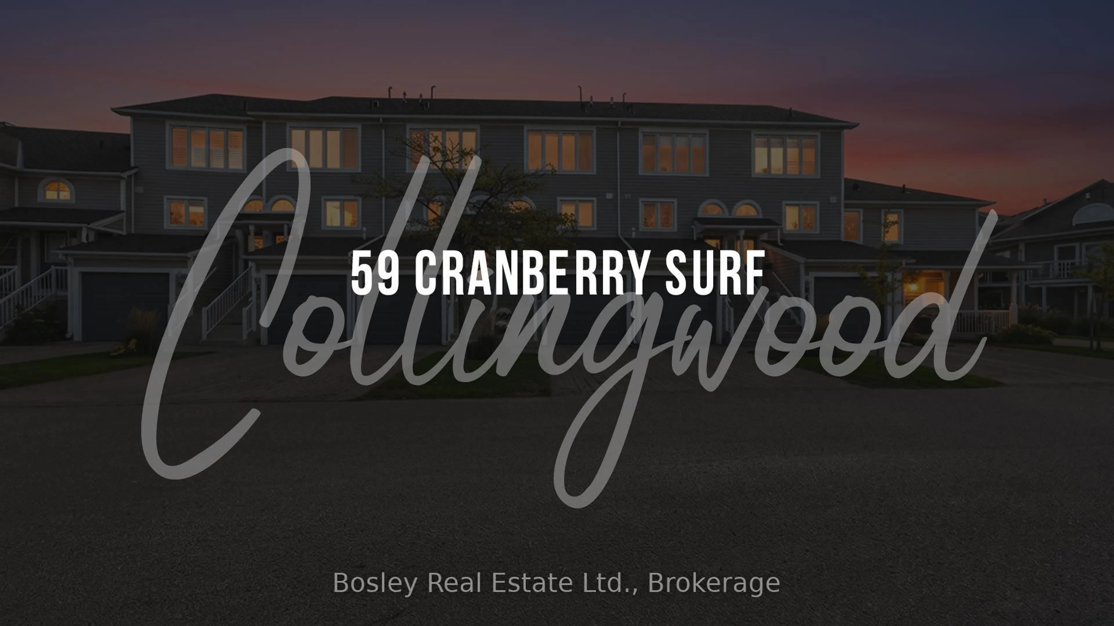 A pic from outside/outdoor area/front of a property/back of a property/a pic from drone, street for 59 Cranberry Surf, Collingwood Ontario L9Y 5C4